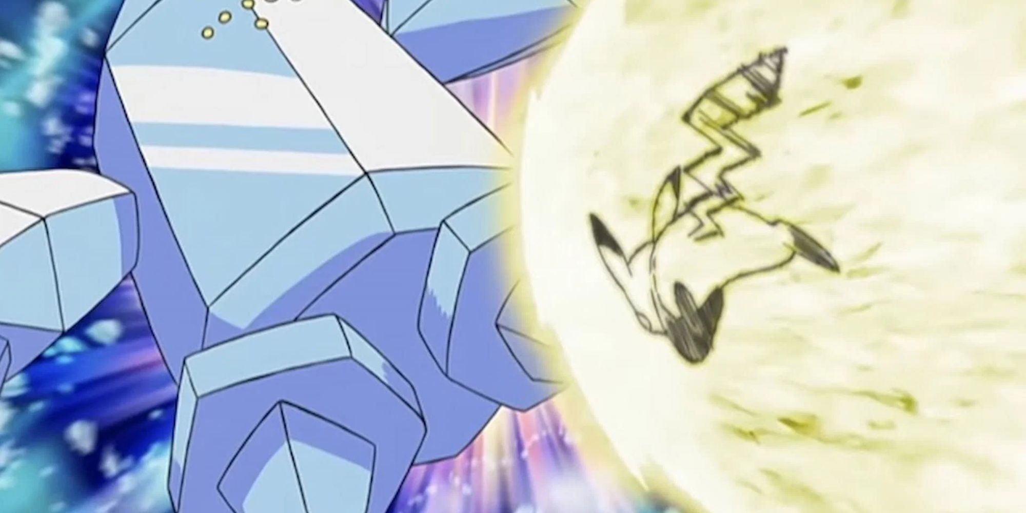 Oikachu Hitting Regice While Surrounded By A Electric Aura