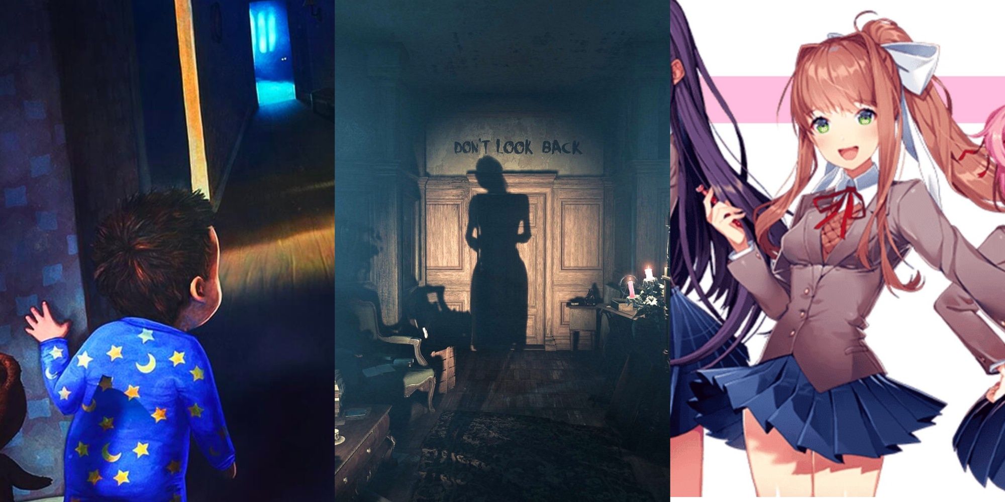 among the sleep left, layers of fear middle, doki doki literature club right