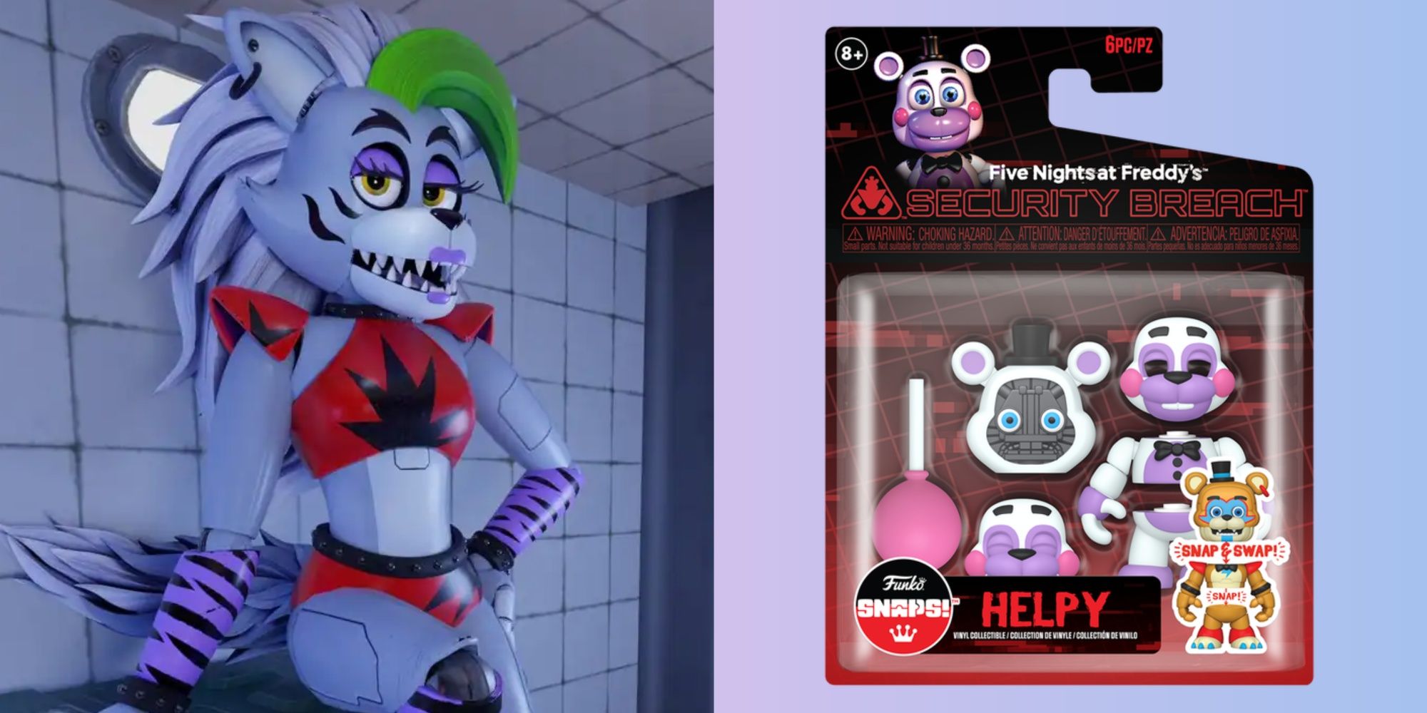 roxanne wolf from five nights at freddy's and the helpy funko snap