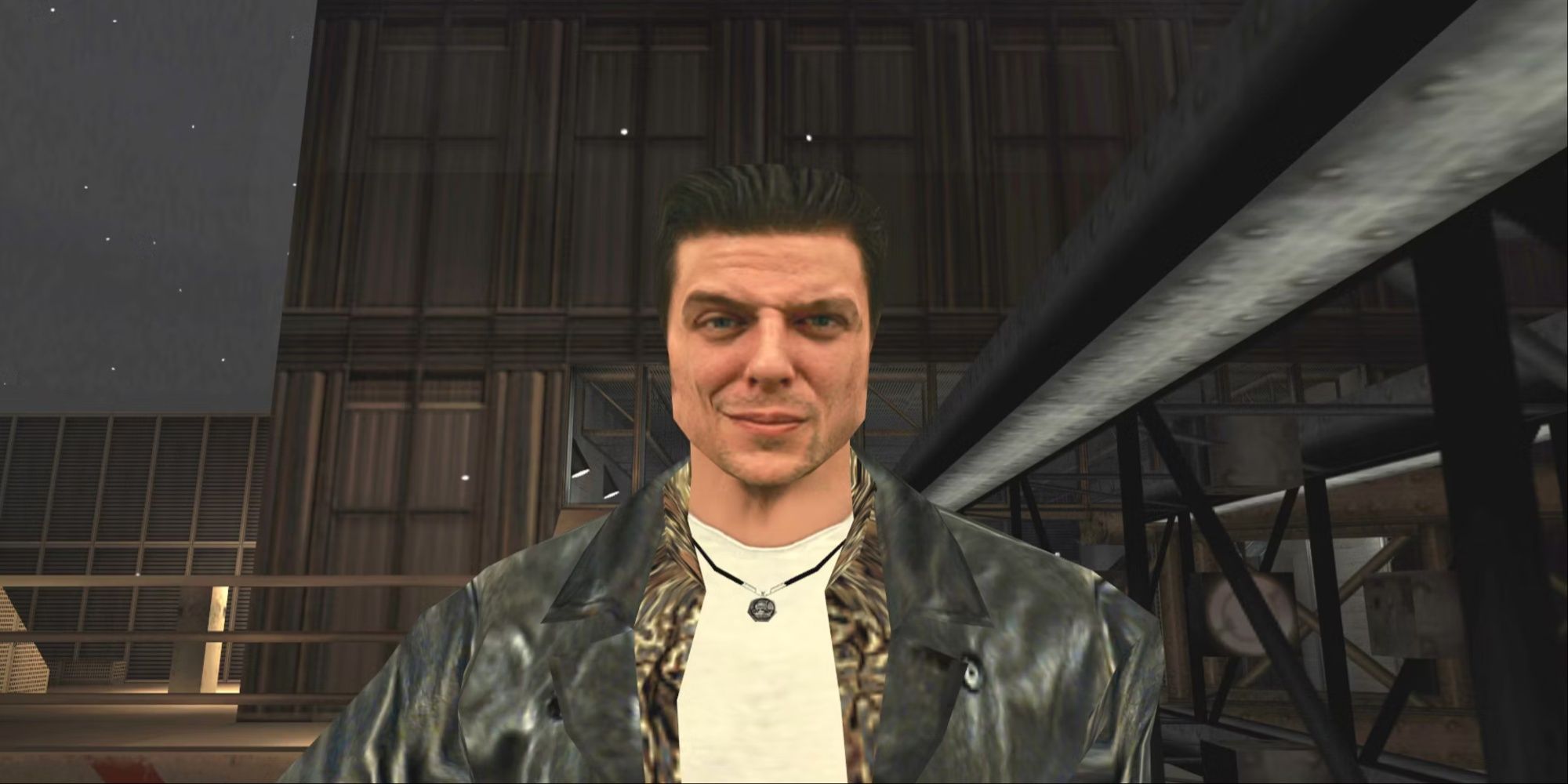 A close-up of Sam Lake as the model for the titular character Max Payne in the 2001 game.