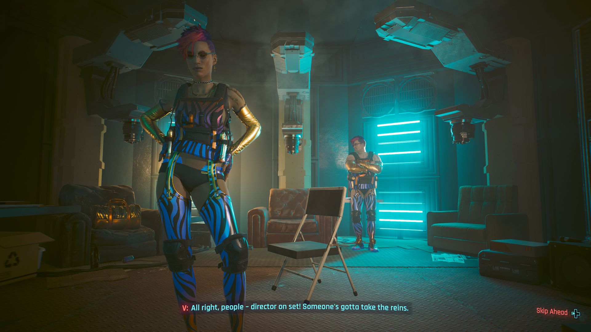 Cyberpunk 2077 Phantom Liberty Screenshot Of Lina Malina BD Shoot With Both The Real Lina At The Front And Fake Lina In The Background
