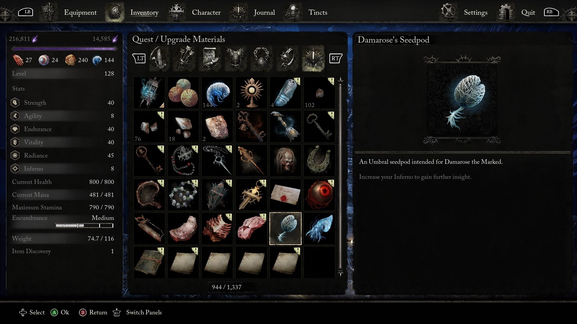 Damarose's Seedpod item description Lords of the Fallen