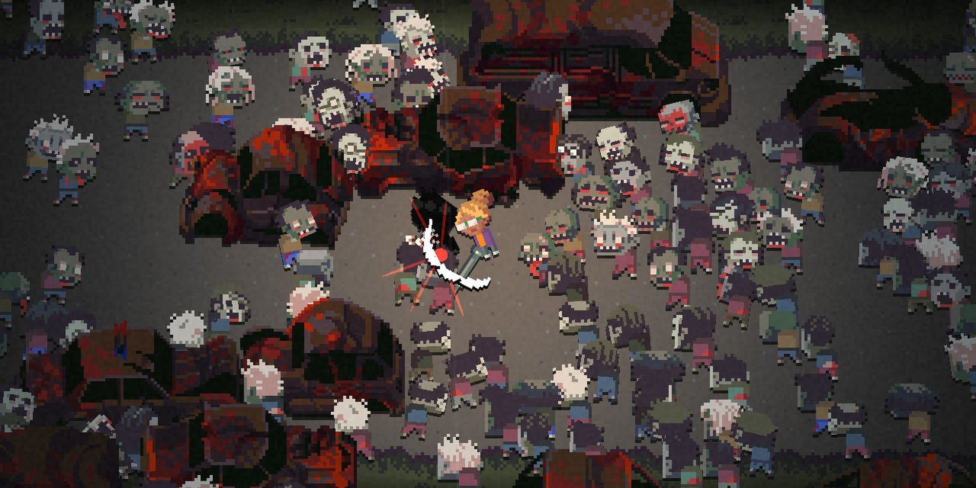 Death Road To Canada: A Survivor Defending Themselves Against A Large Zombie Horde