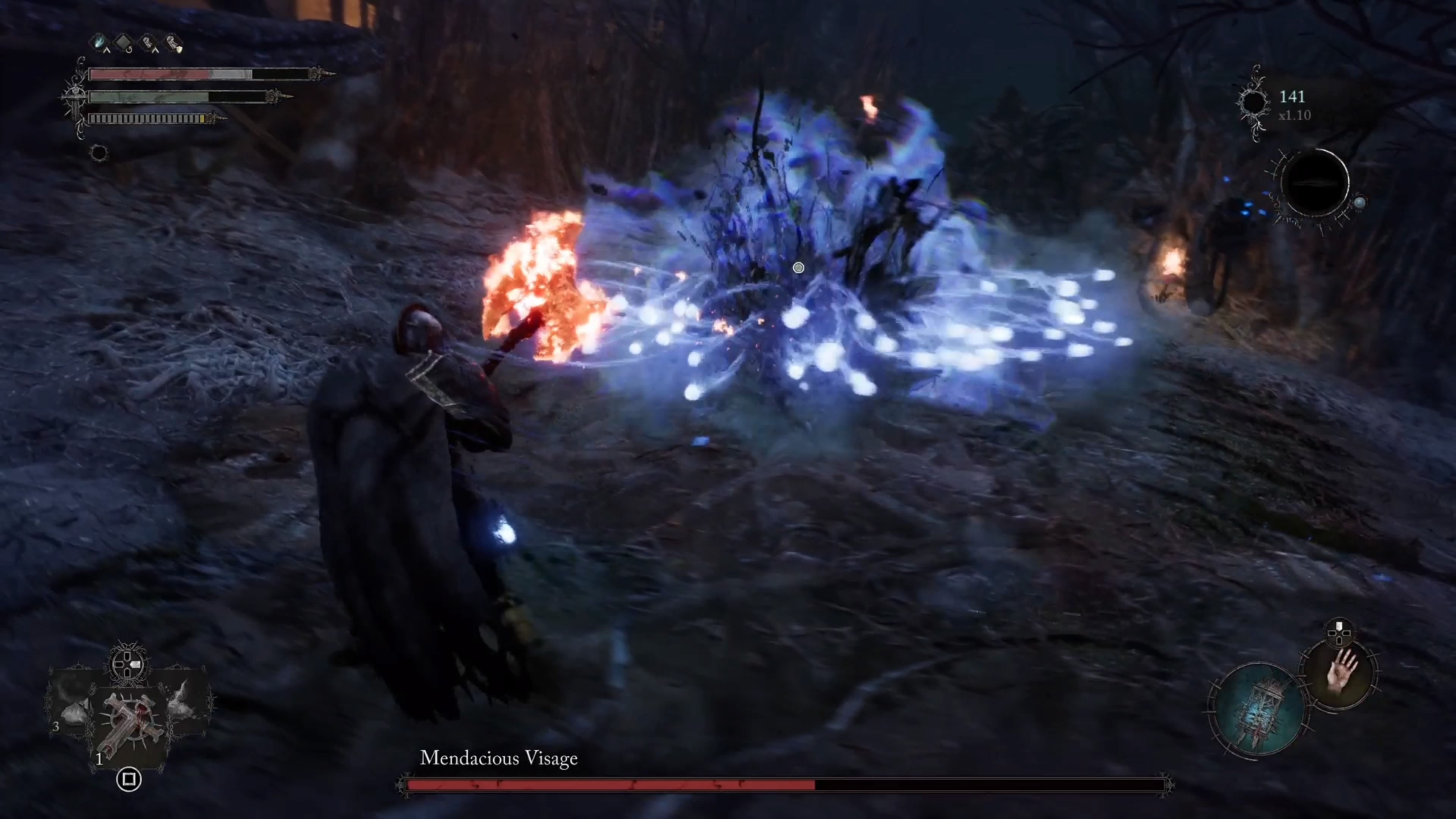 Dodging Mendacious Visage Boss's umbral magic attack in Lords of the Fallen