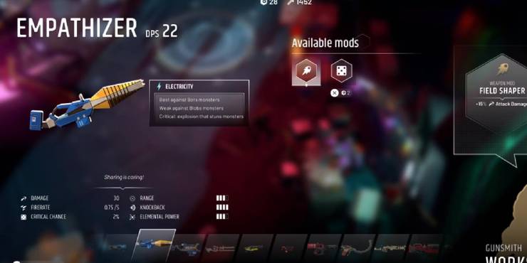 Endless Dungeon Empathizer Electric Weapon Workshop Menu