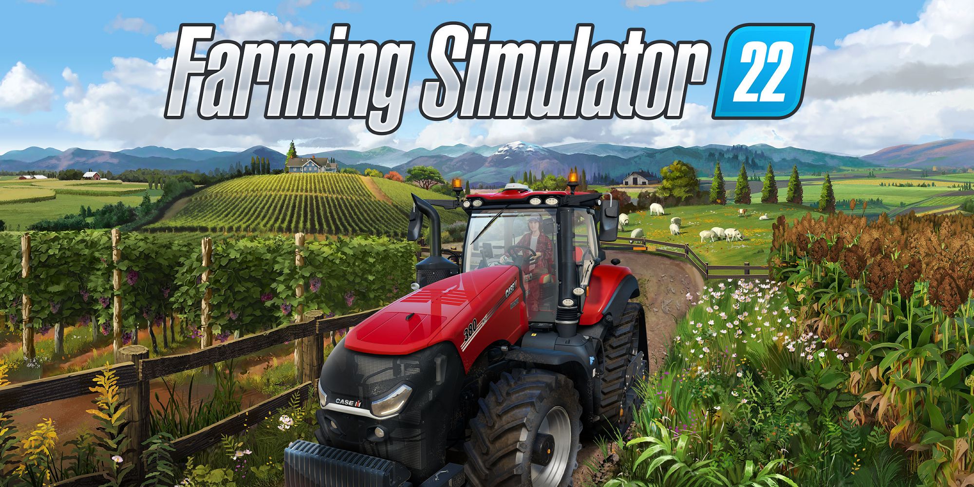 Farming Simulator 22 Title Art With Farmlands And Tractor