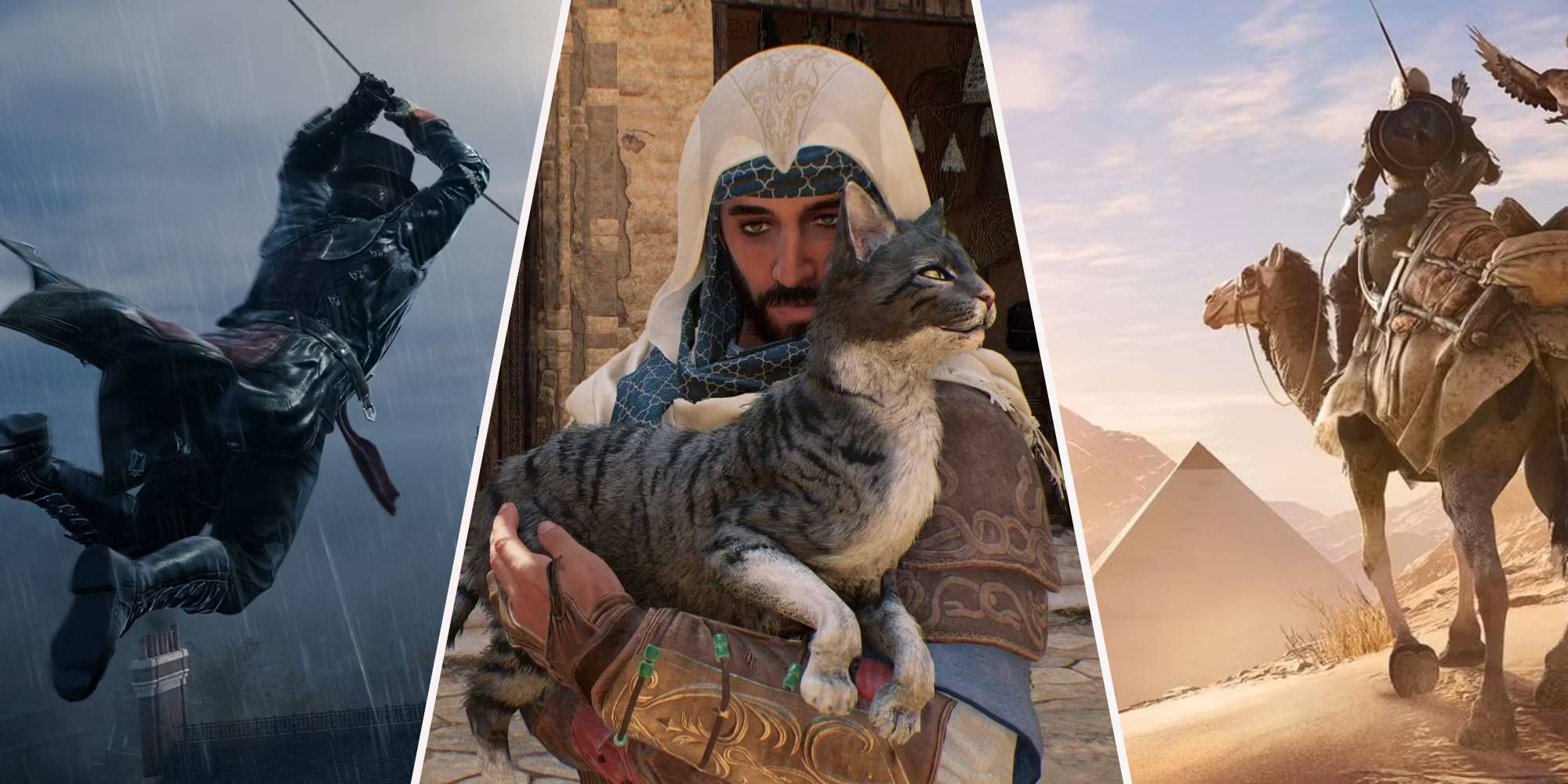 Jacob Frye, Basim, and Bayek in Assassin's Creed