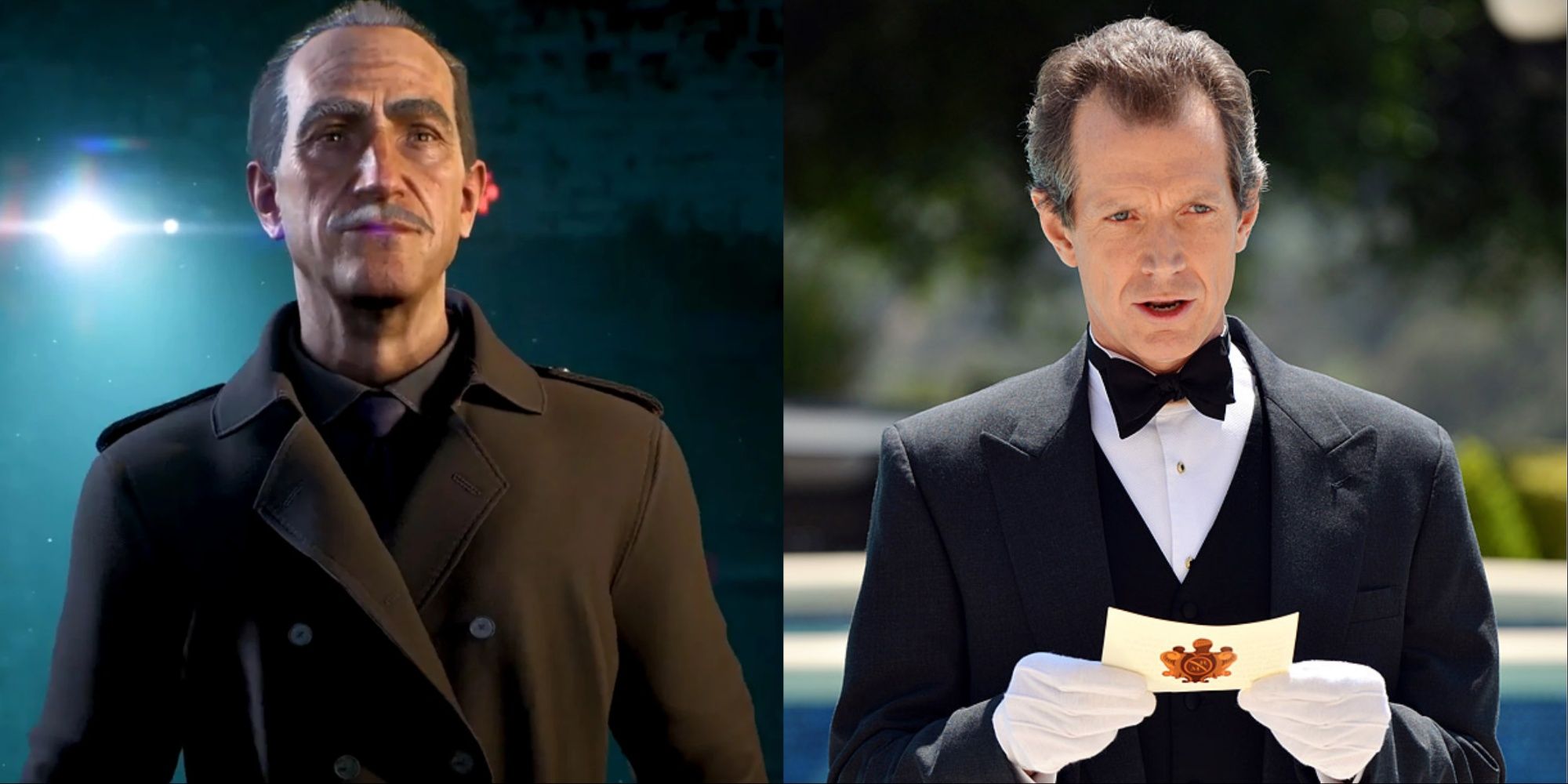 Split Image Of Alfred From Gotham Knights And Giles From Whodunnit?