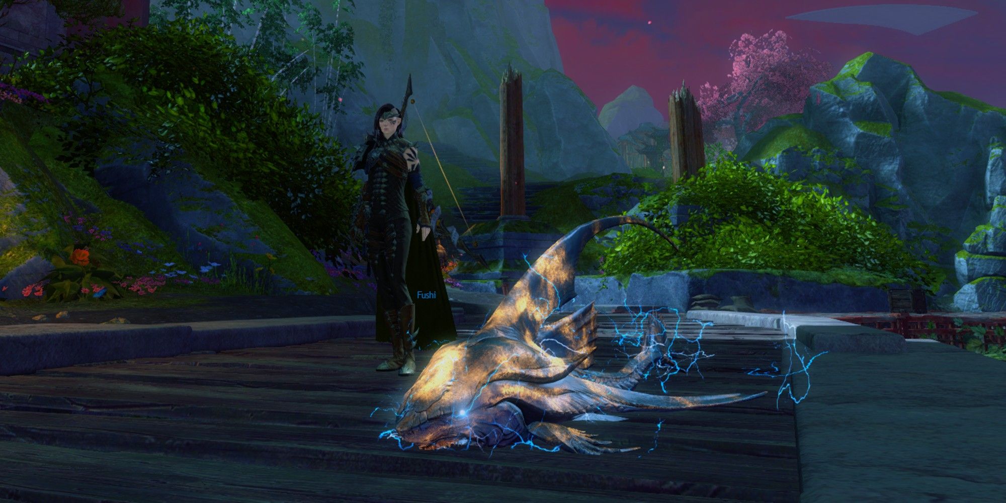 Guild Wars 2 Player With Pet Aether Hunter
