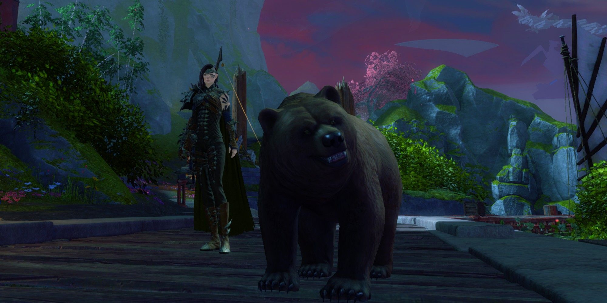 Guild Wars 2 Player With Pet Brown Bear