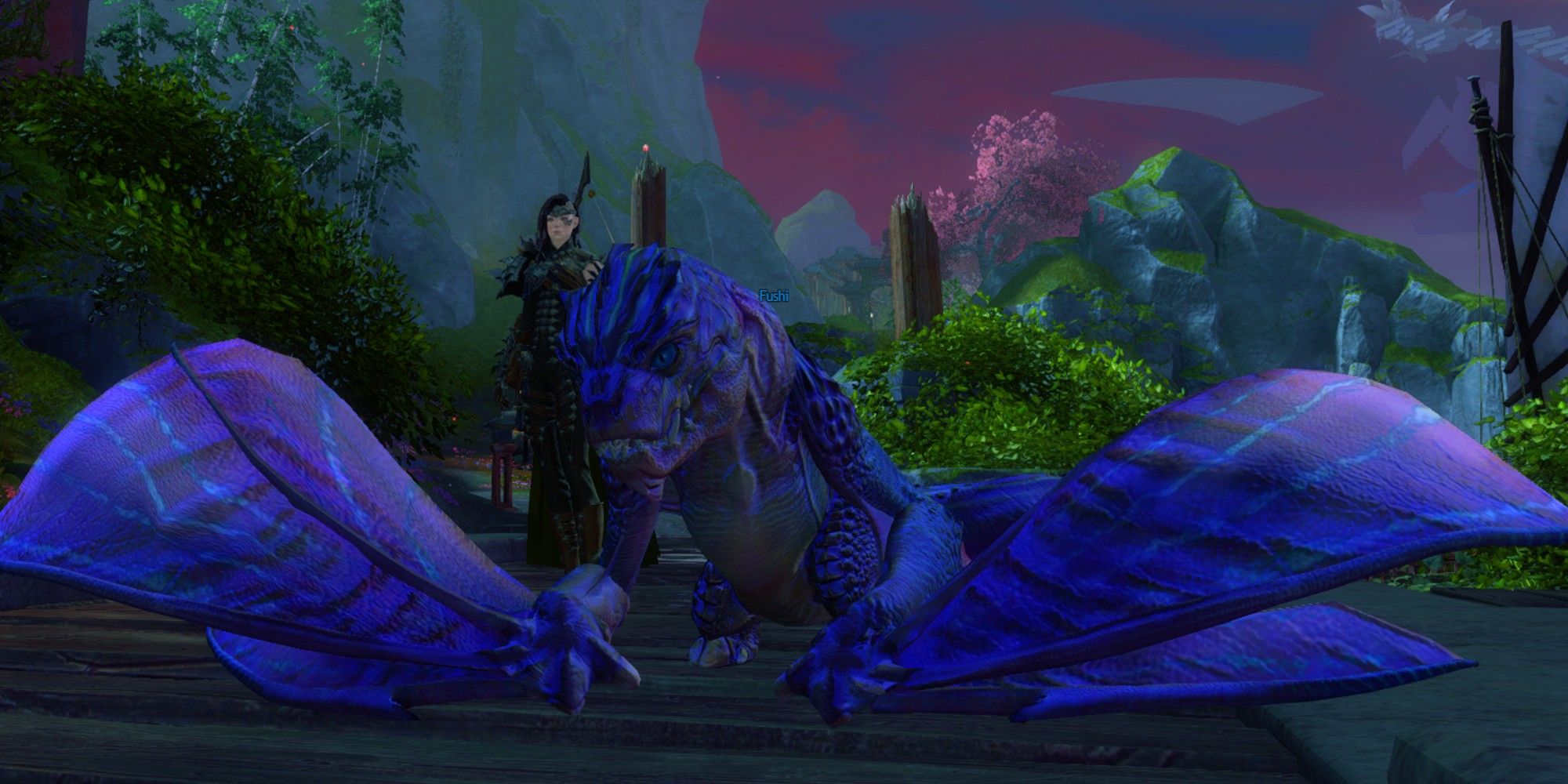 Guild Wars 2 Player With Pet Electric Wyvern