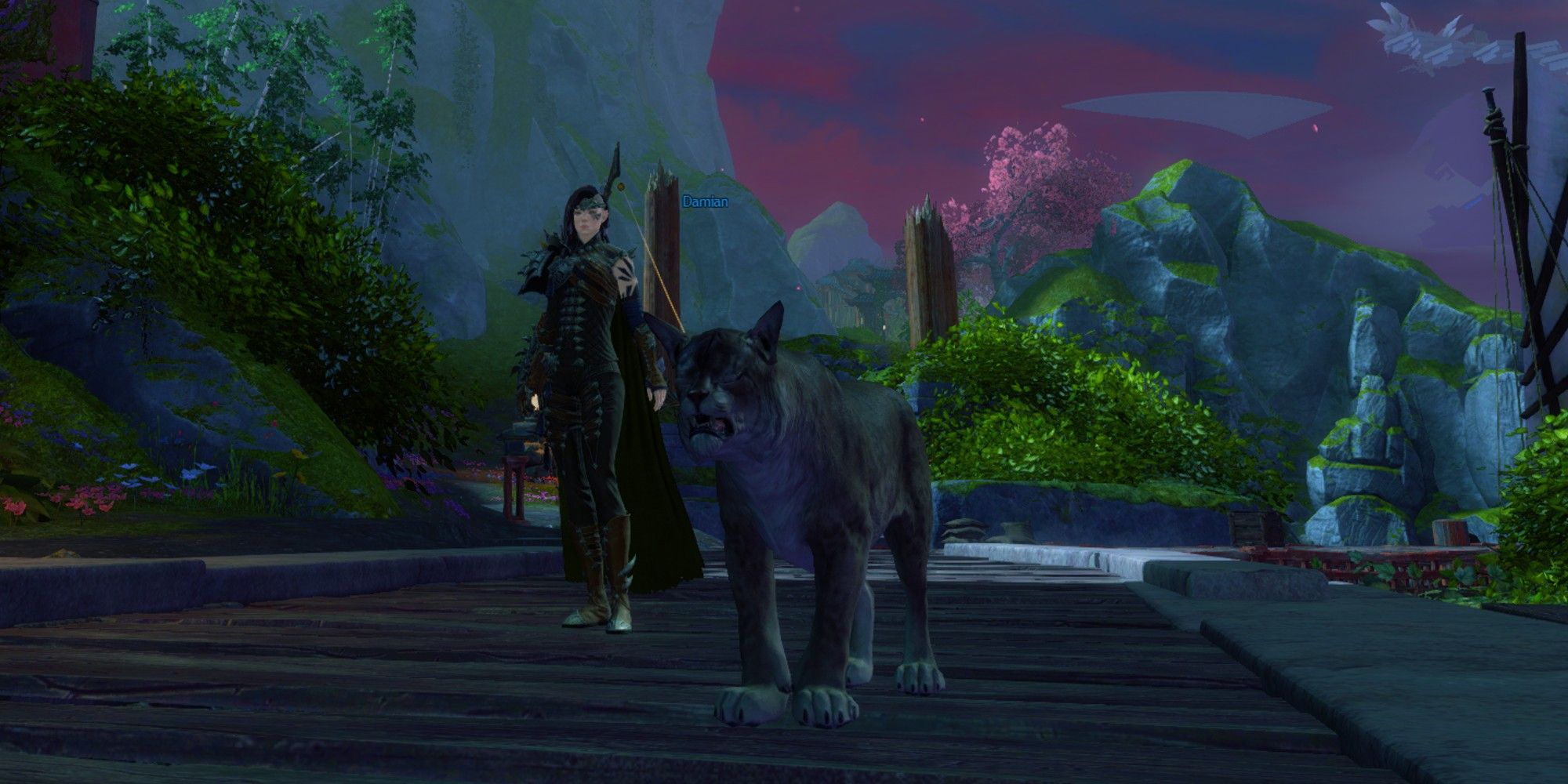Guild Wars 2 Player With Pet Lynx