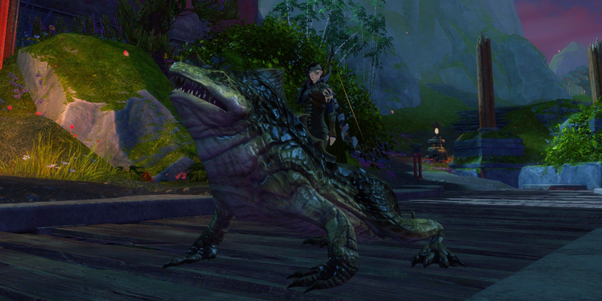 Guild Wars 2 Player With Pet River Drake