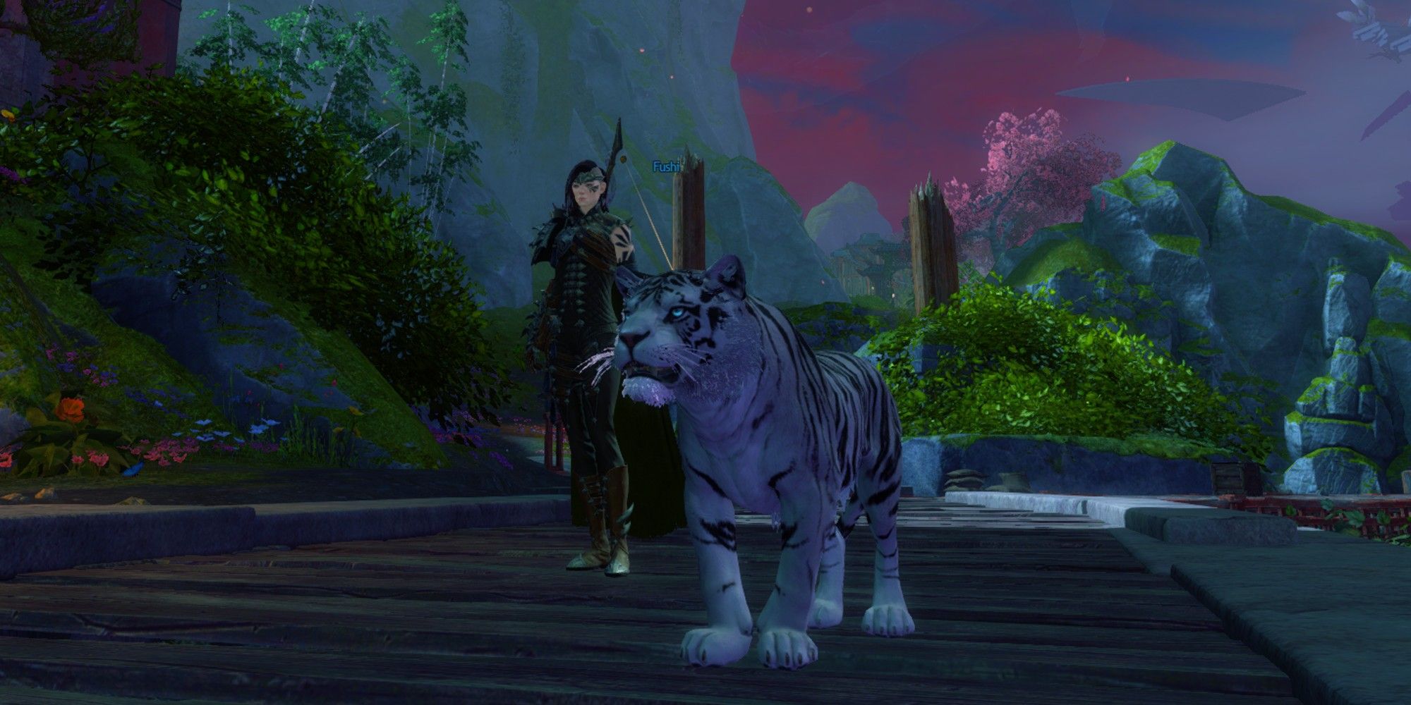 Guild Wars 2 Player With Pet White Tiger