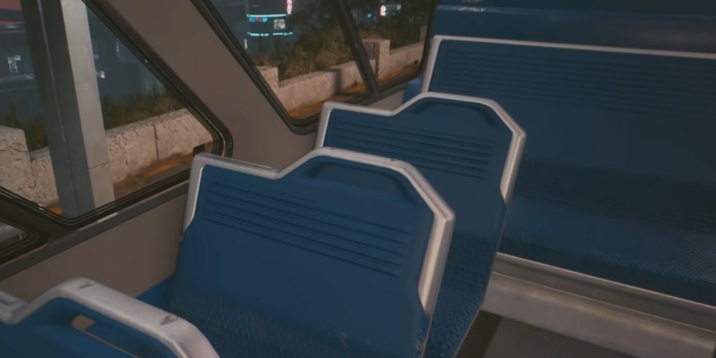 Inside the bus during the Temperance ending of Cyberpunk 2077