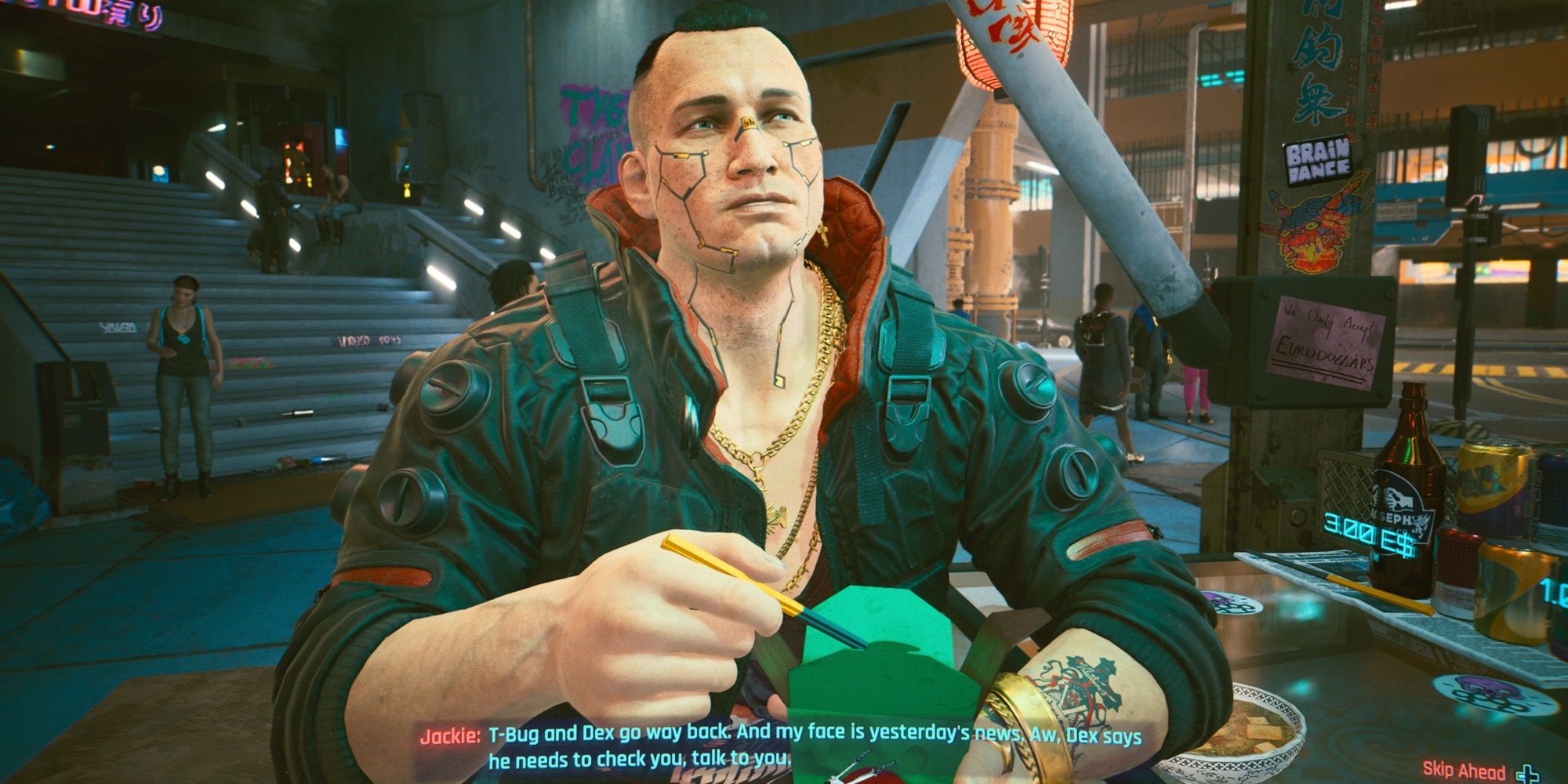 jackie eating noodles in cyberpunk 2077