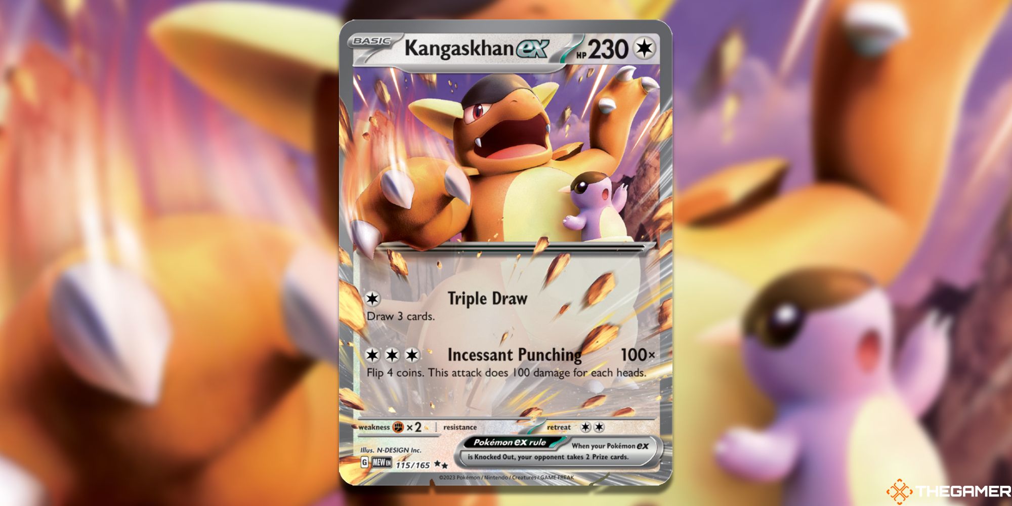 Image of the Kangaskhan ex card in Magic: The Gathering, with art by N-DESIGN inc
