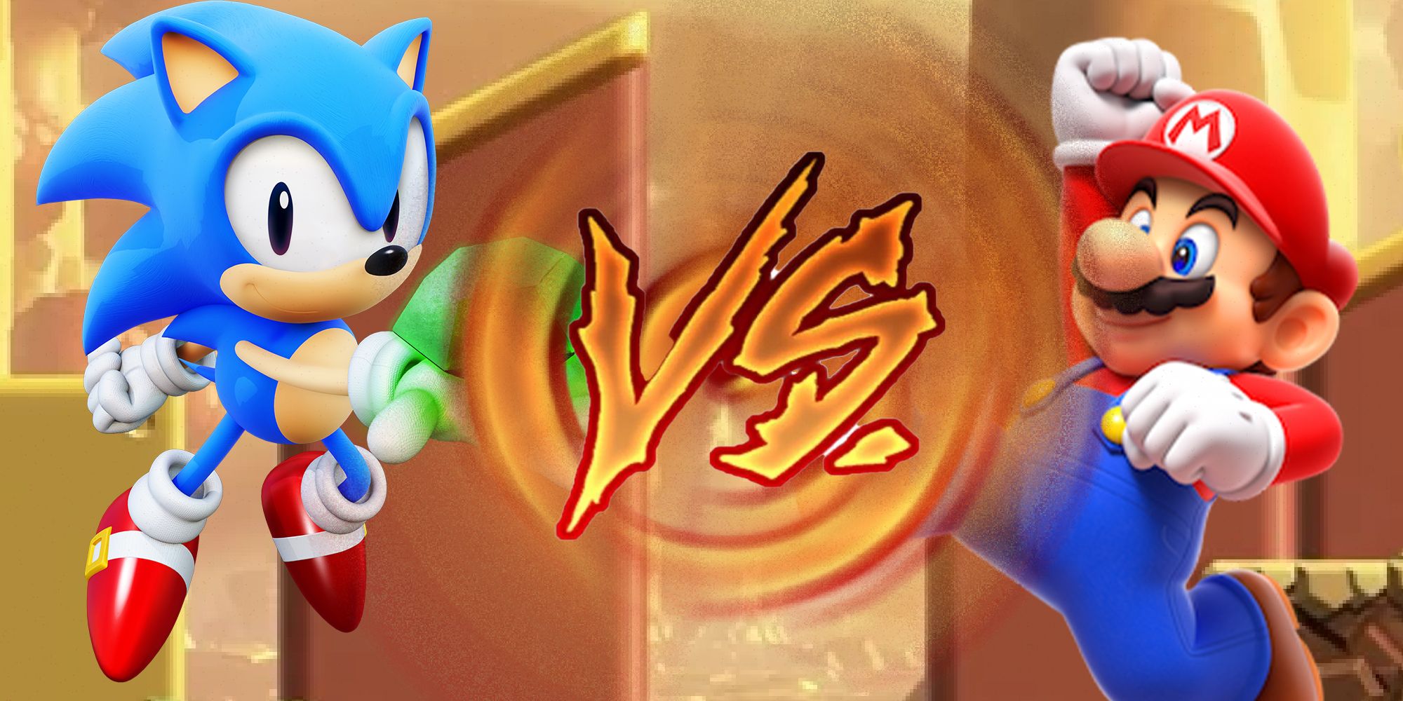 Superstars Sonic squaring up against Wonder Mario.