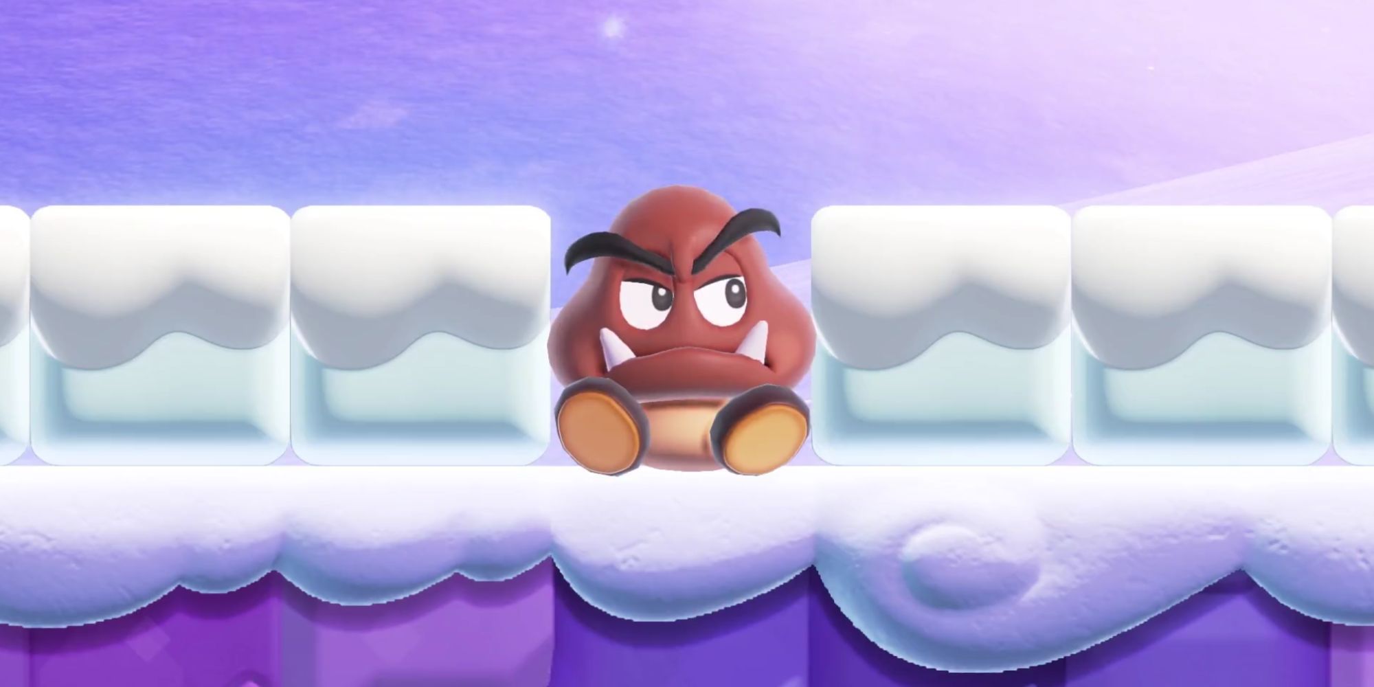 A Goomba stuck in a hole in Super Mario Bros. Wonder.