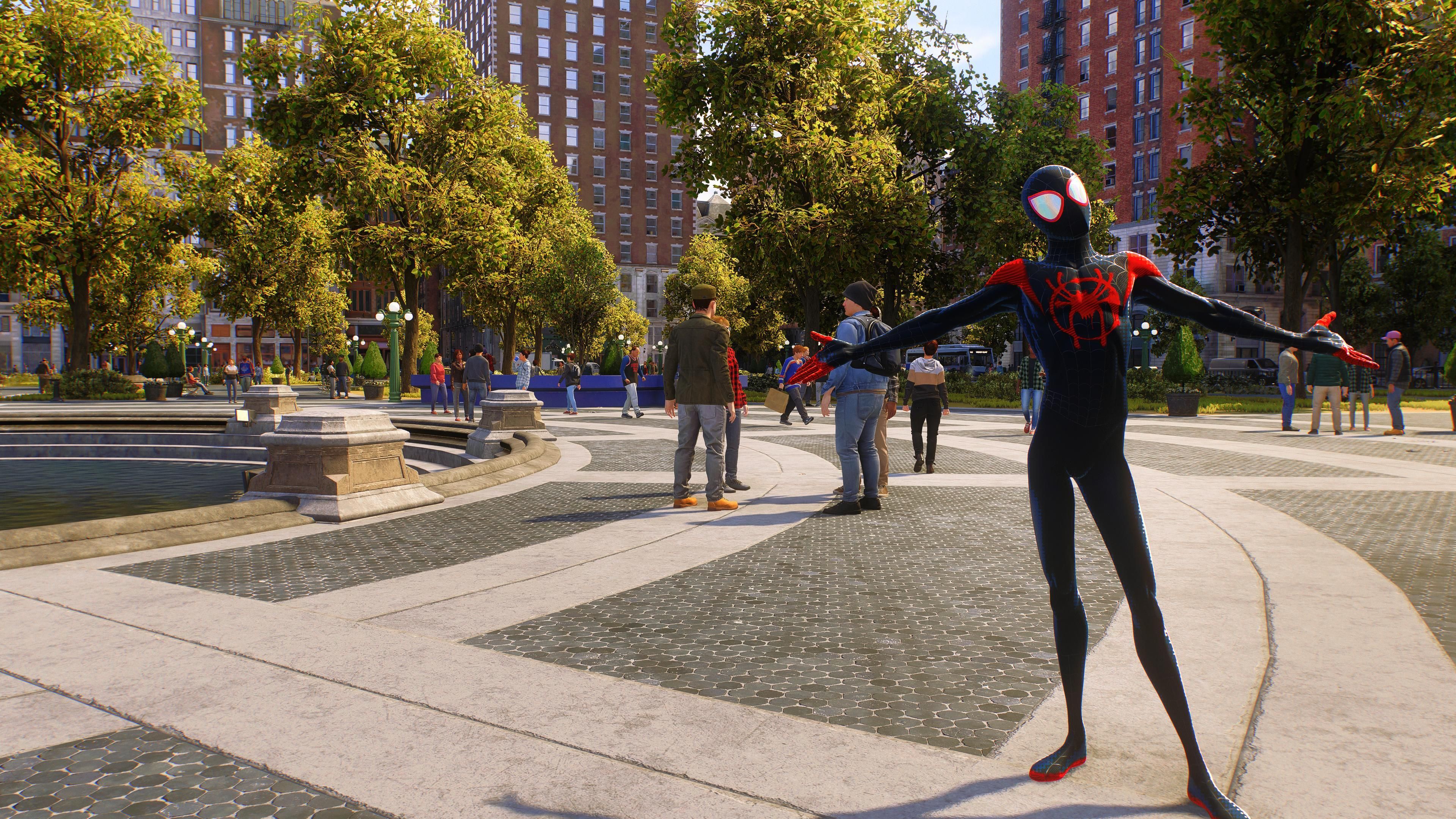 Hanging out in Spider-Man 2 near a park in Brooklyn