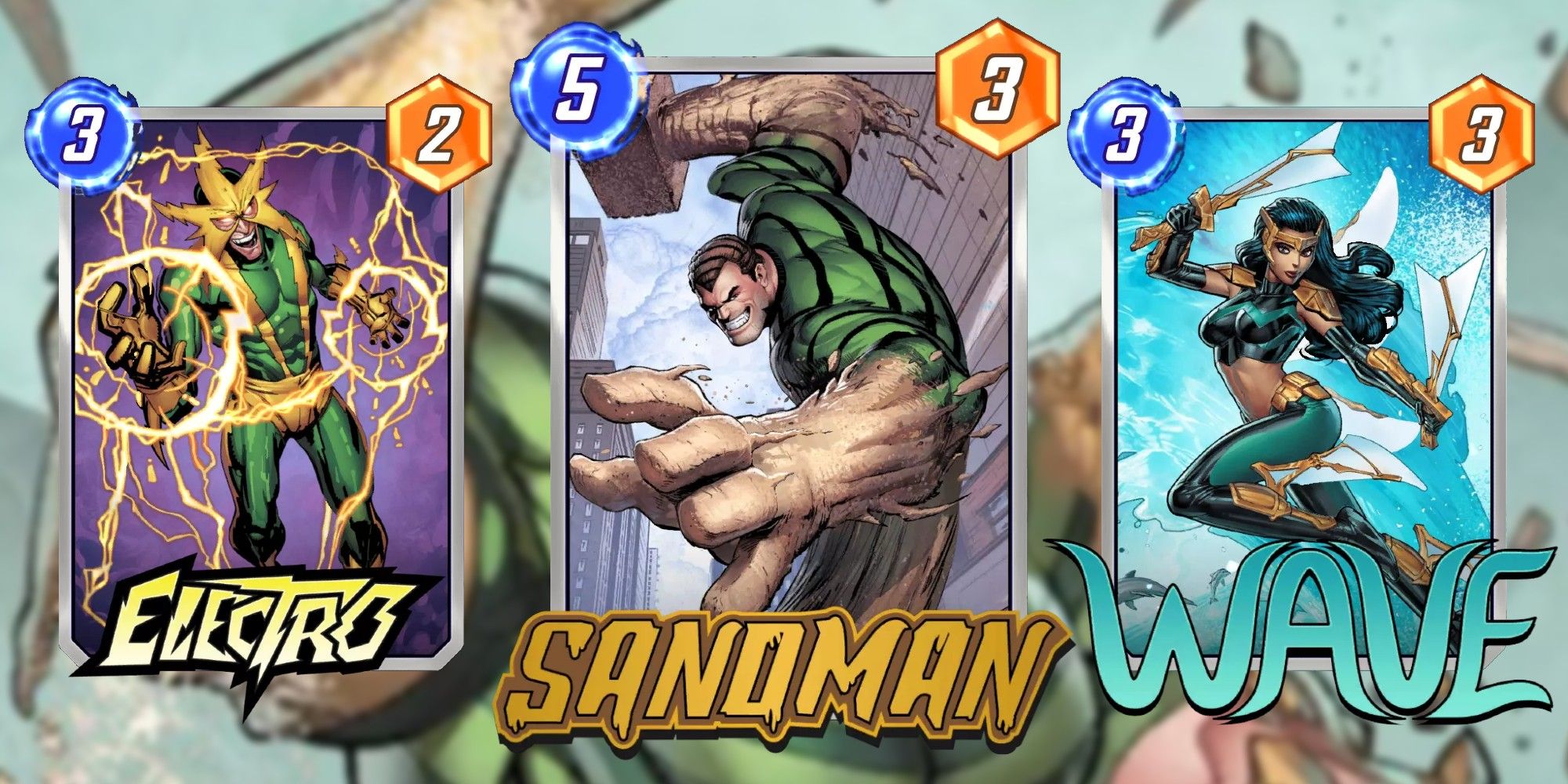 Marvel Snap Cards Electro, Sandman And Wave