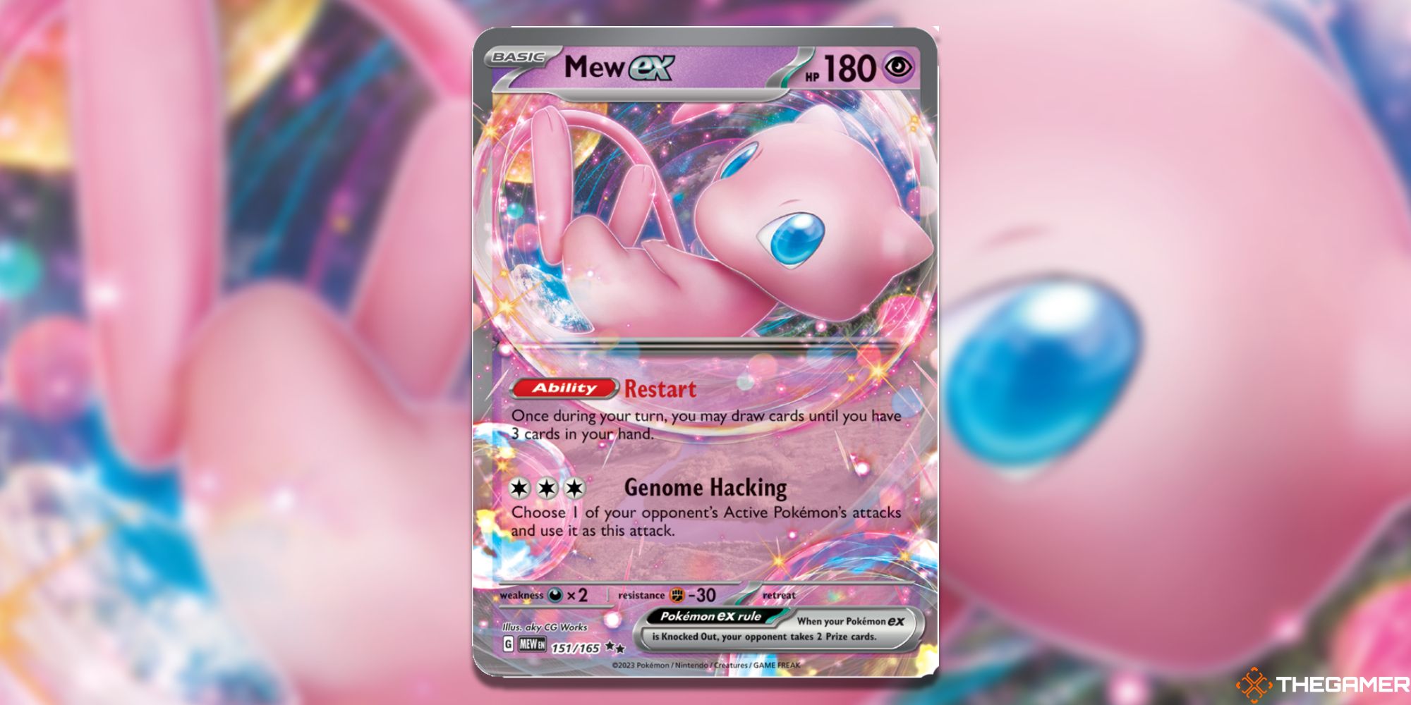 Image of the Mew ex card in Magic: The Gathering, with art by aky CG Works