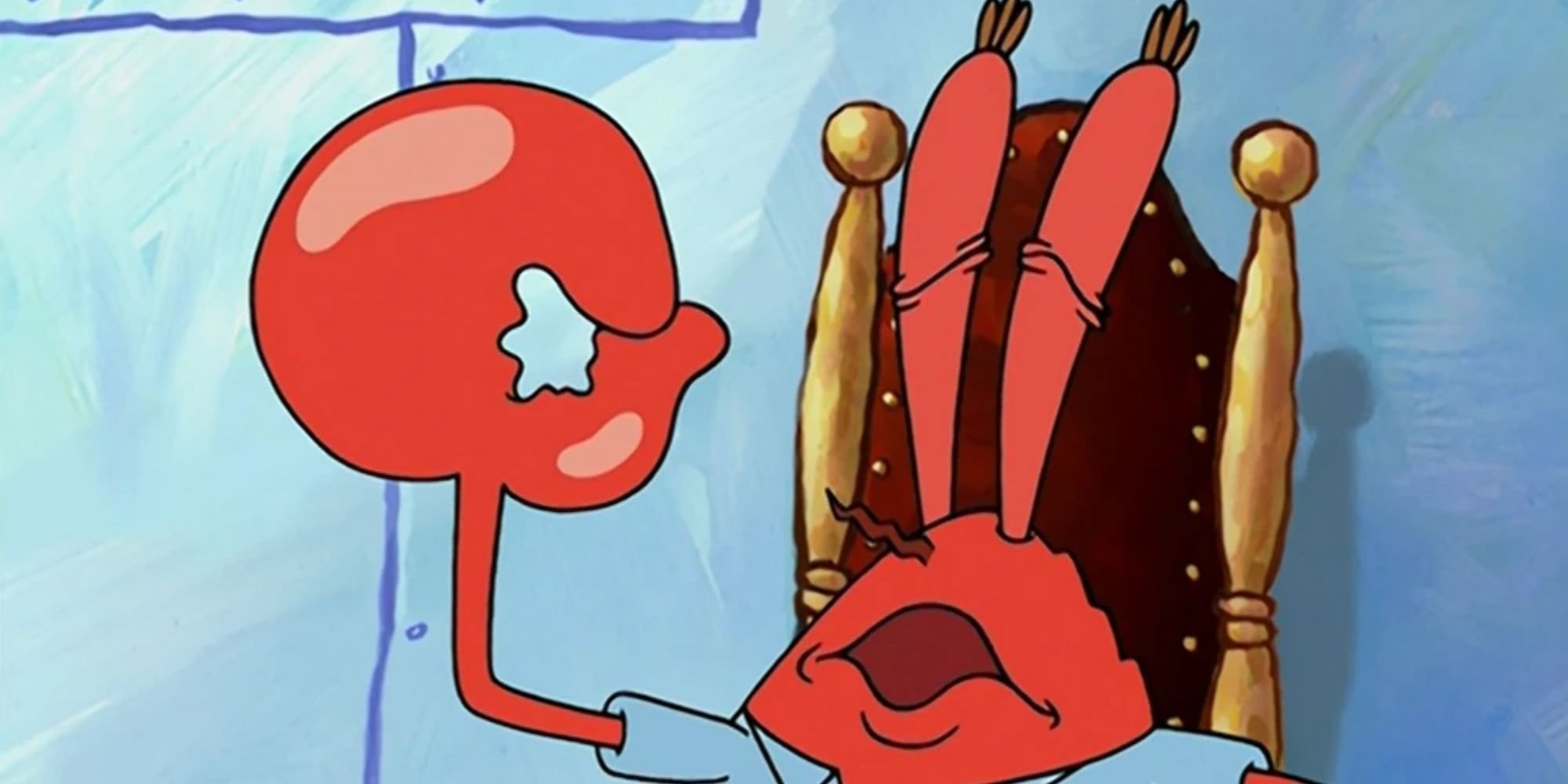 Mr Krabs playing the world's smallest violin.