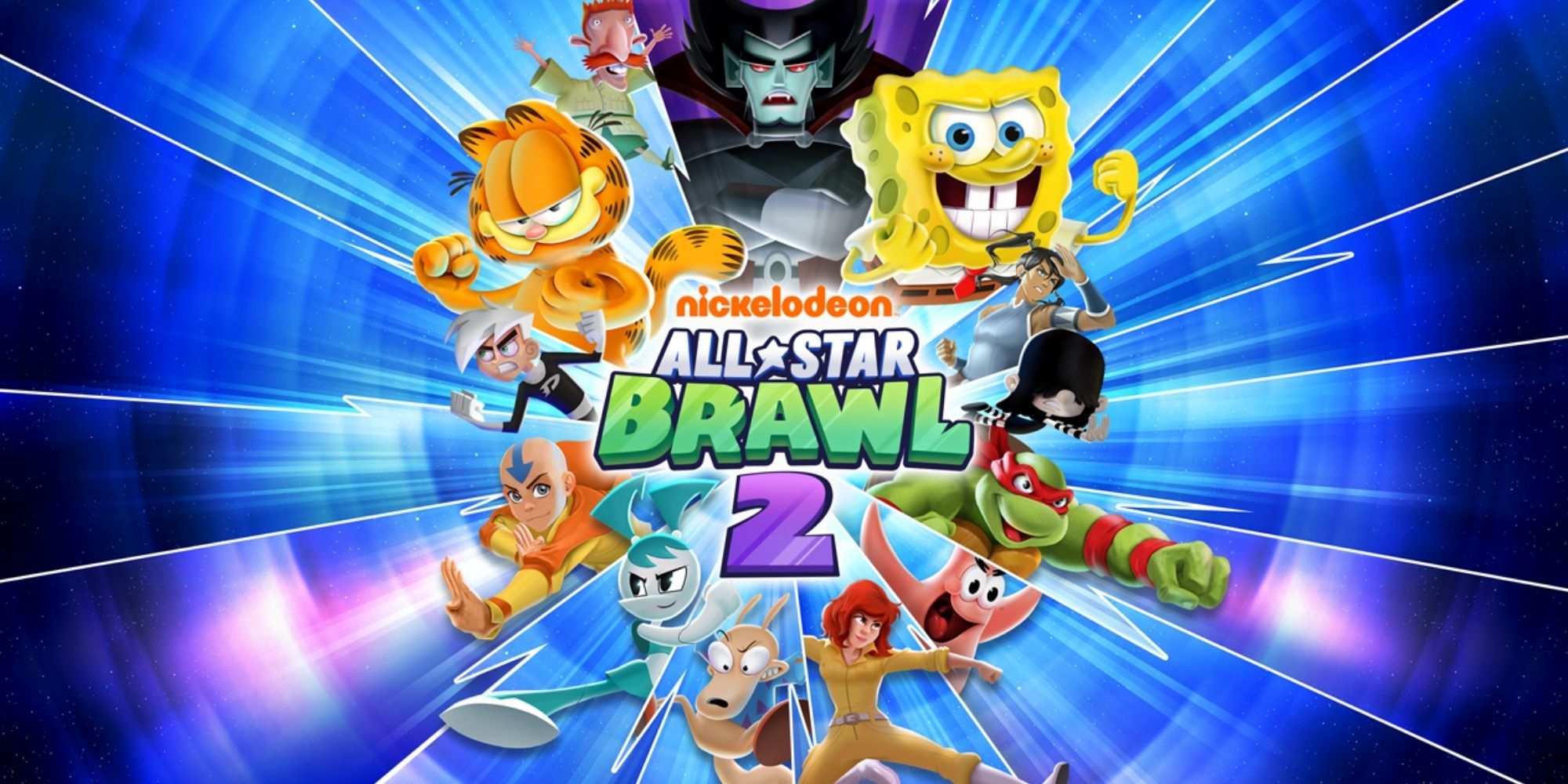 The cover art for Nickelodeon All-Star Brawl 2, showing cartoon characters like SpongeBob and Rocko.