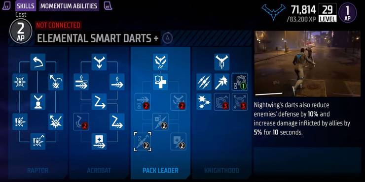 Nightwing Skill Tree in Gotham Knights