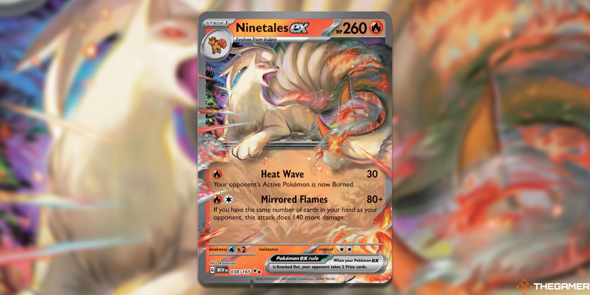 Image of the Ninetales ex card in Magic: The Gathering, with art by kawayoo