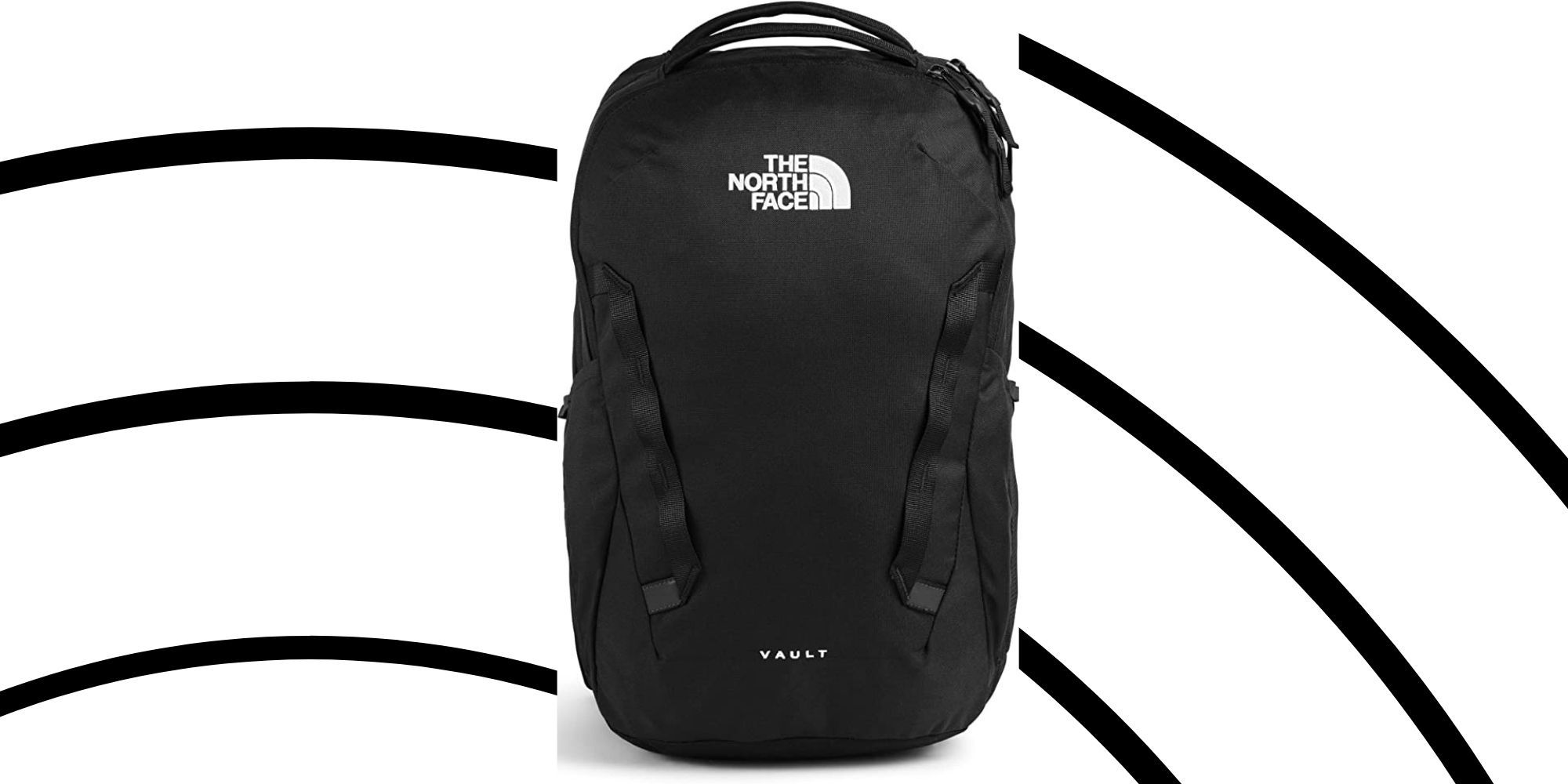 North face backpack with curved line background