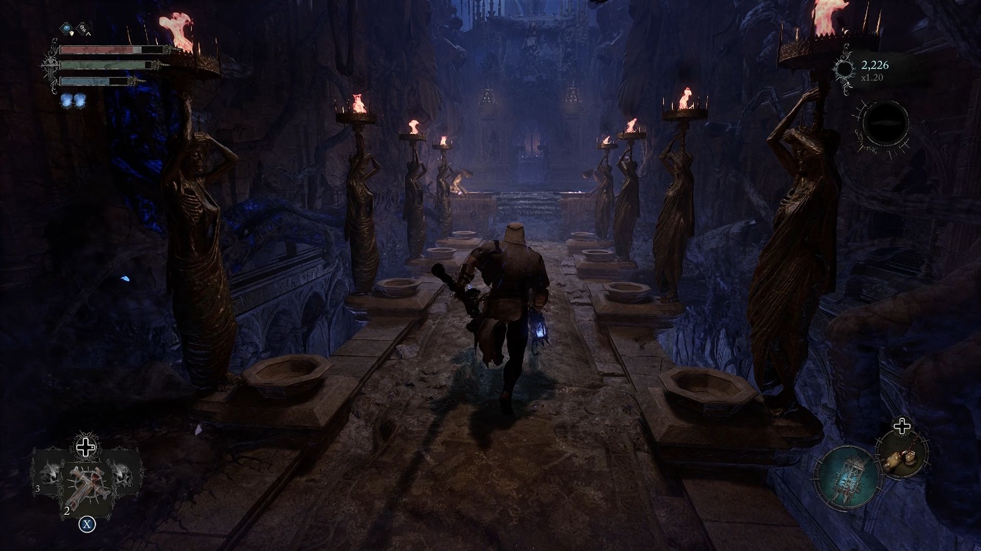 Player crossing the bridge to make his way to the Tortured Prisoner Lords of the Fallen