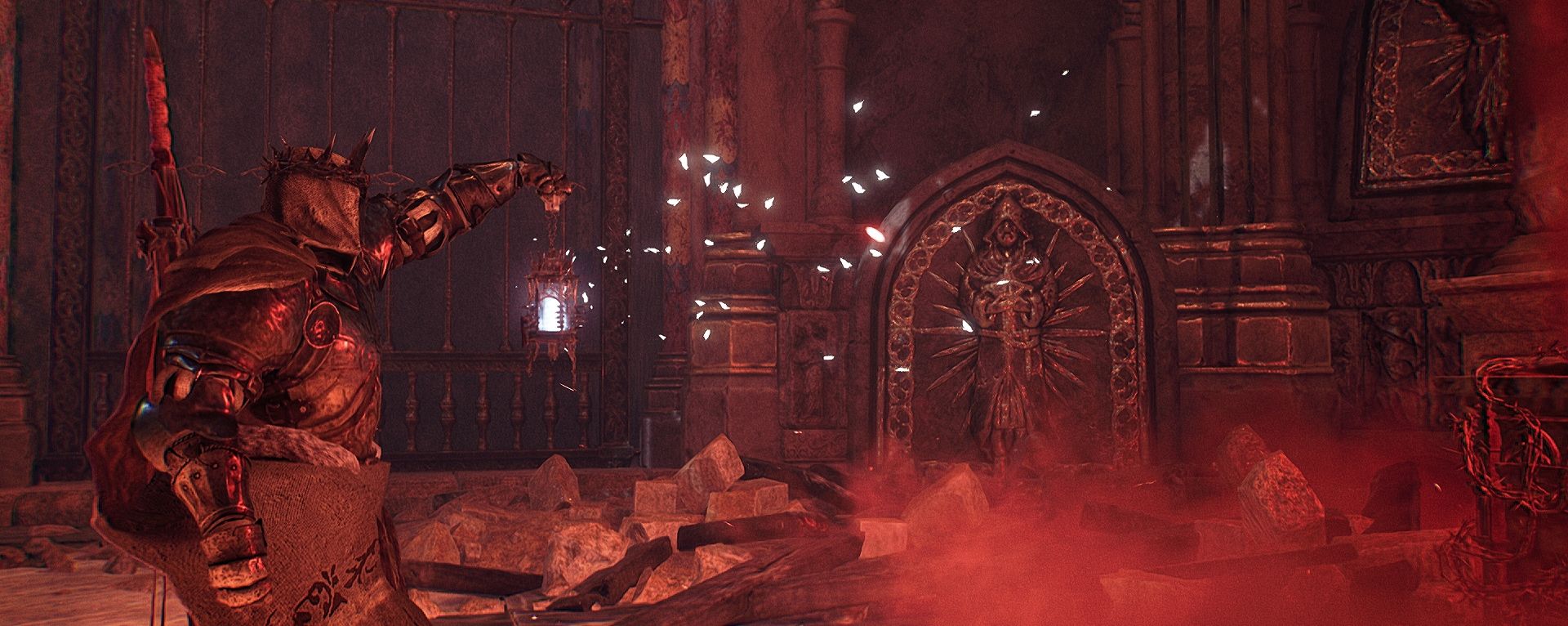 Player is holding the Umbral Lamp and about to cleanse one of the beacons Lords of the Fallen 