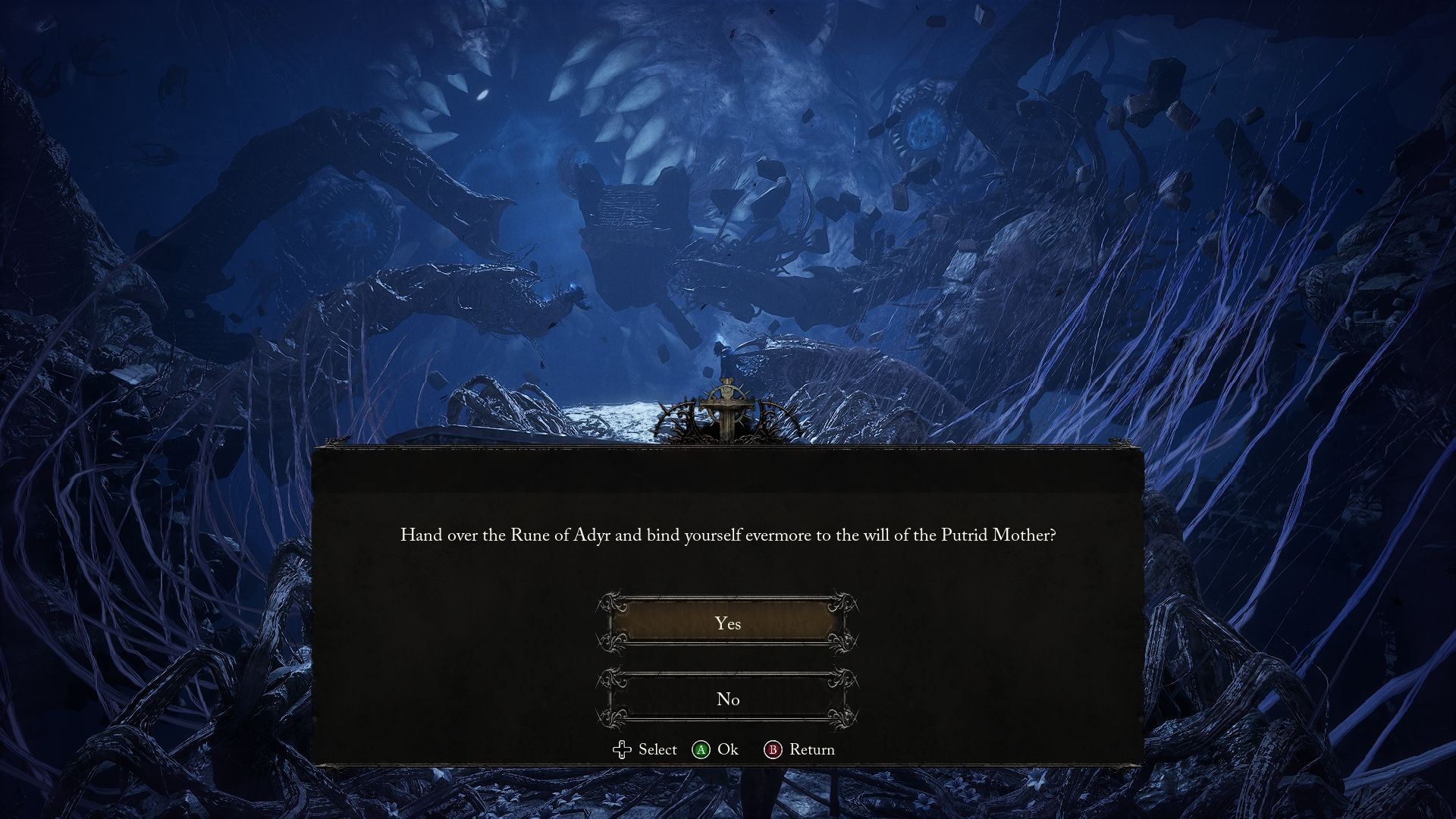 Player with the option to hand over the Rune of Adyr at Mother's Lull Lords of the Fallen