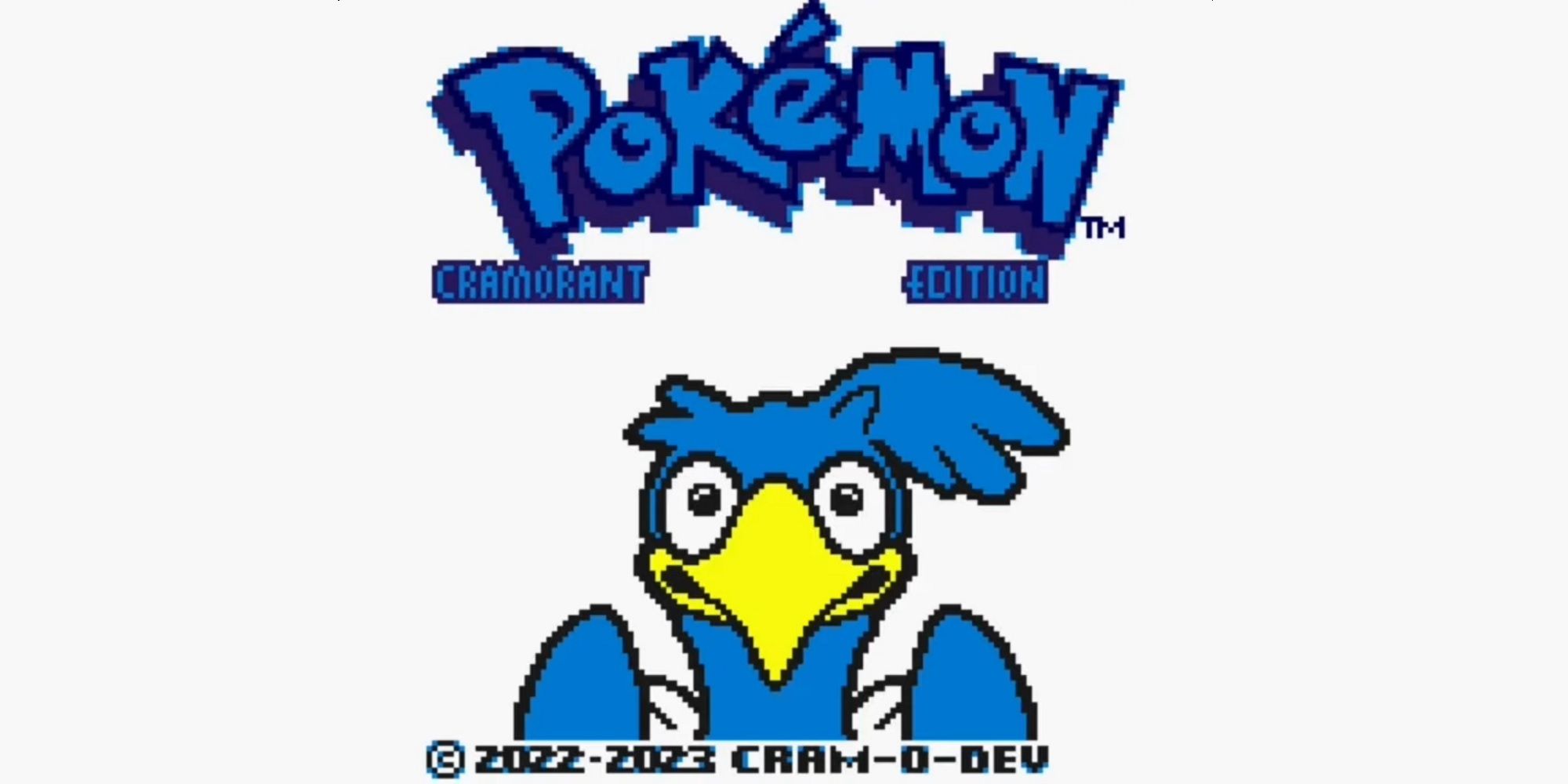pokemon cramorant edition menu screen with pixel art cramorant