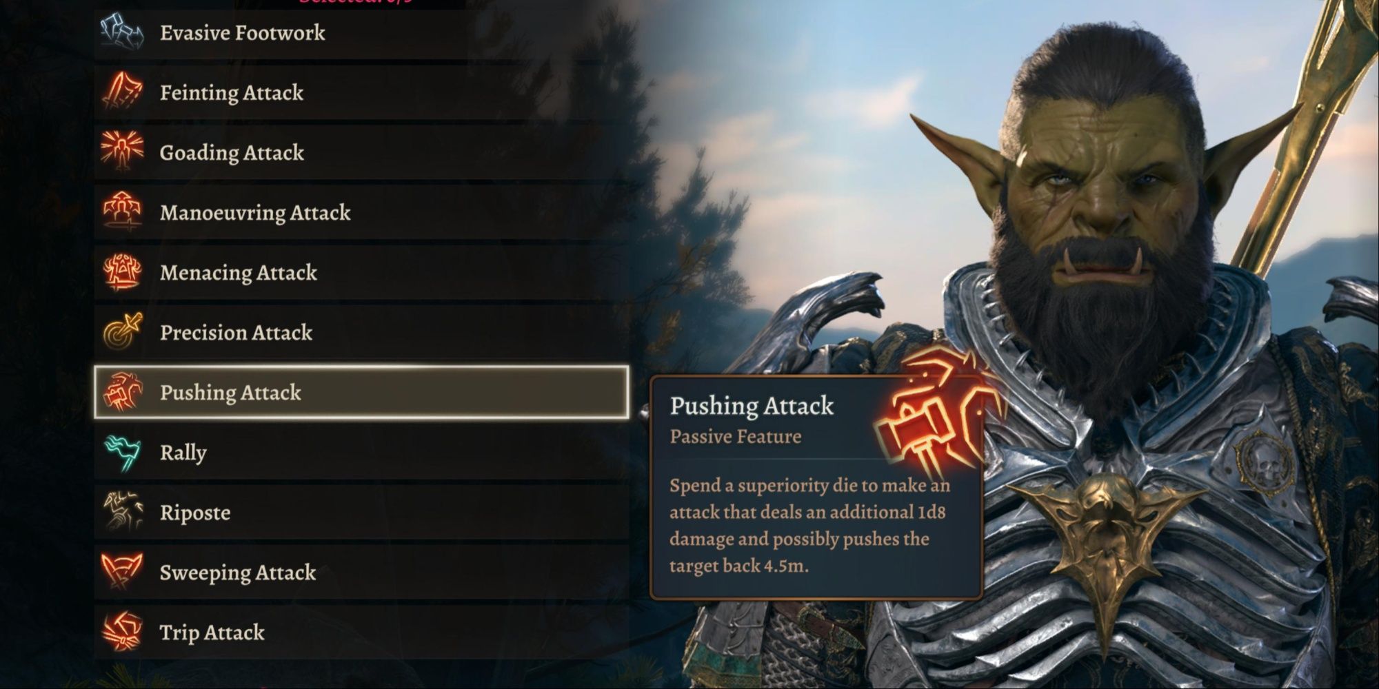 Pushing Attack maneuver from Baldur's Gate 3