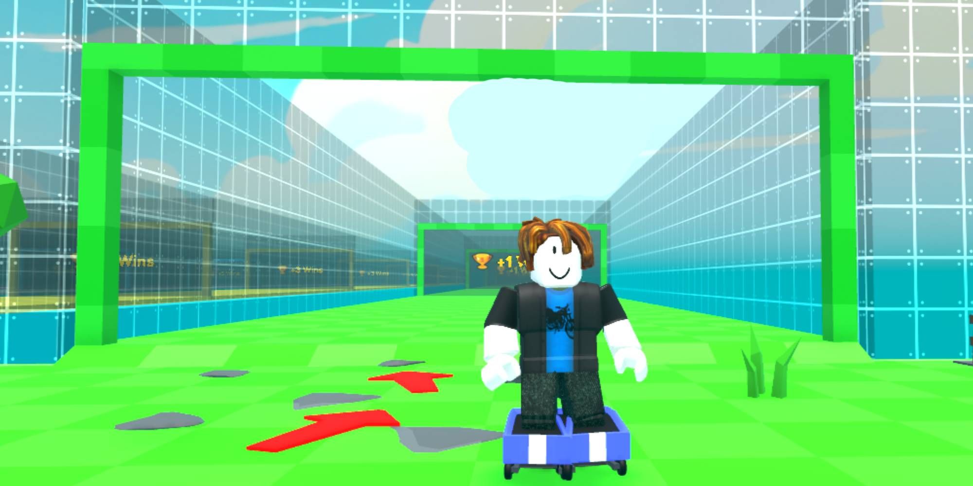 Roller Simulator Character On Roller Skates, Green Background Roblox