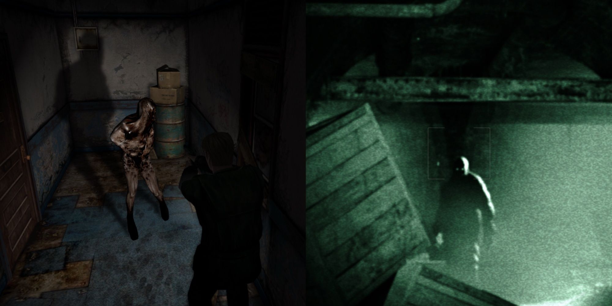 Split images of Silent Hill and Outlast