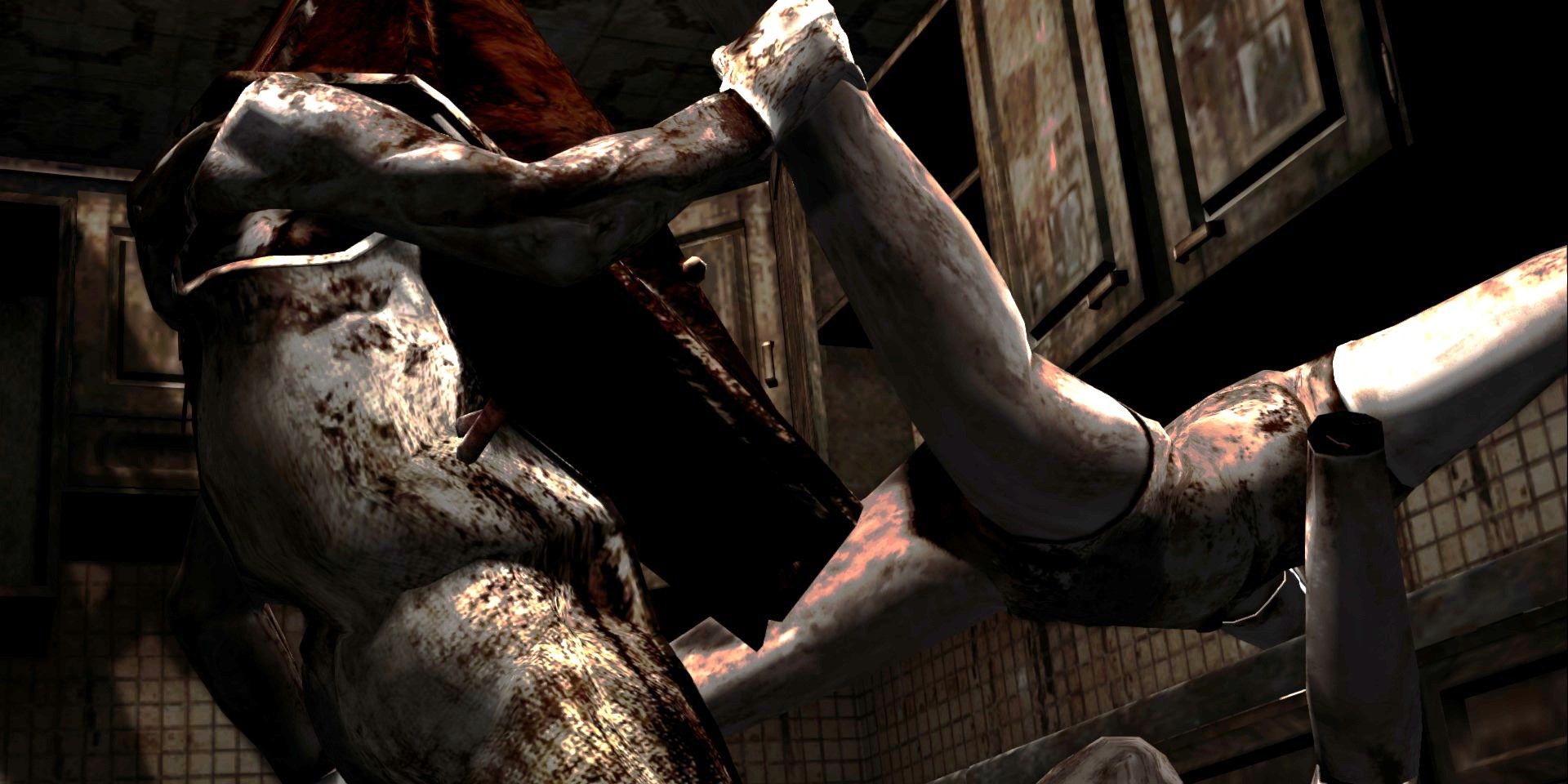Silent Hill 2 - Pyramid Head assaults two Mannequins