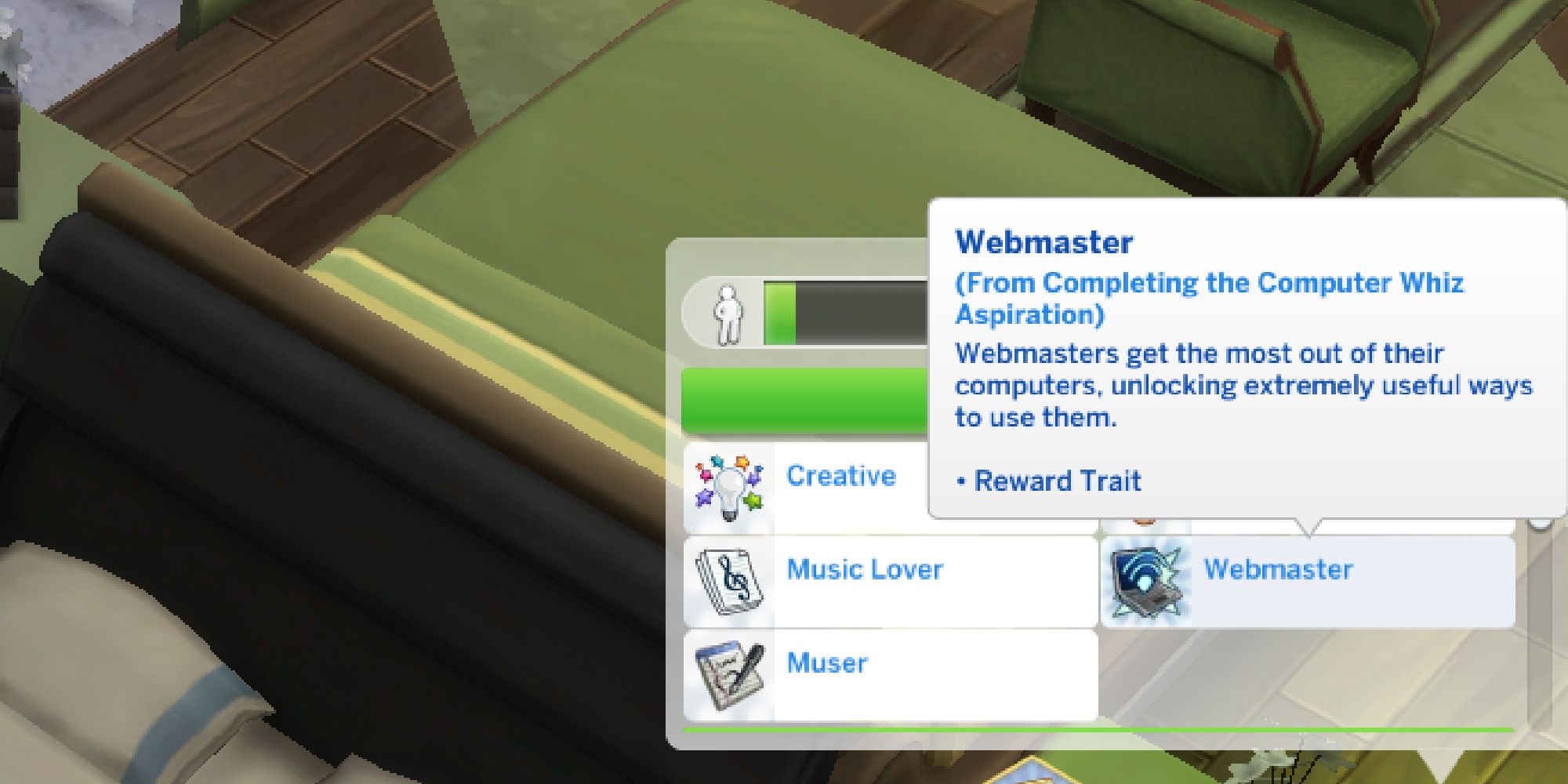 sims 4 webmaster trait panel highlighted