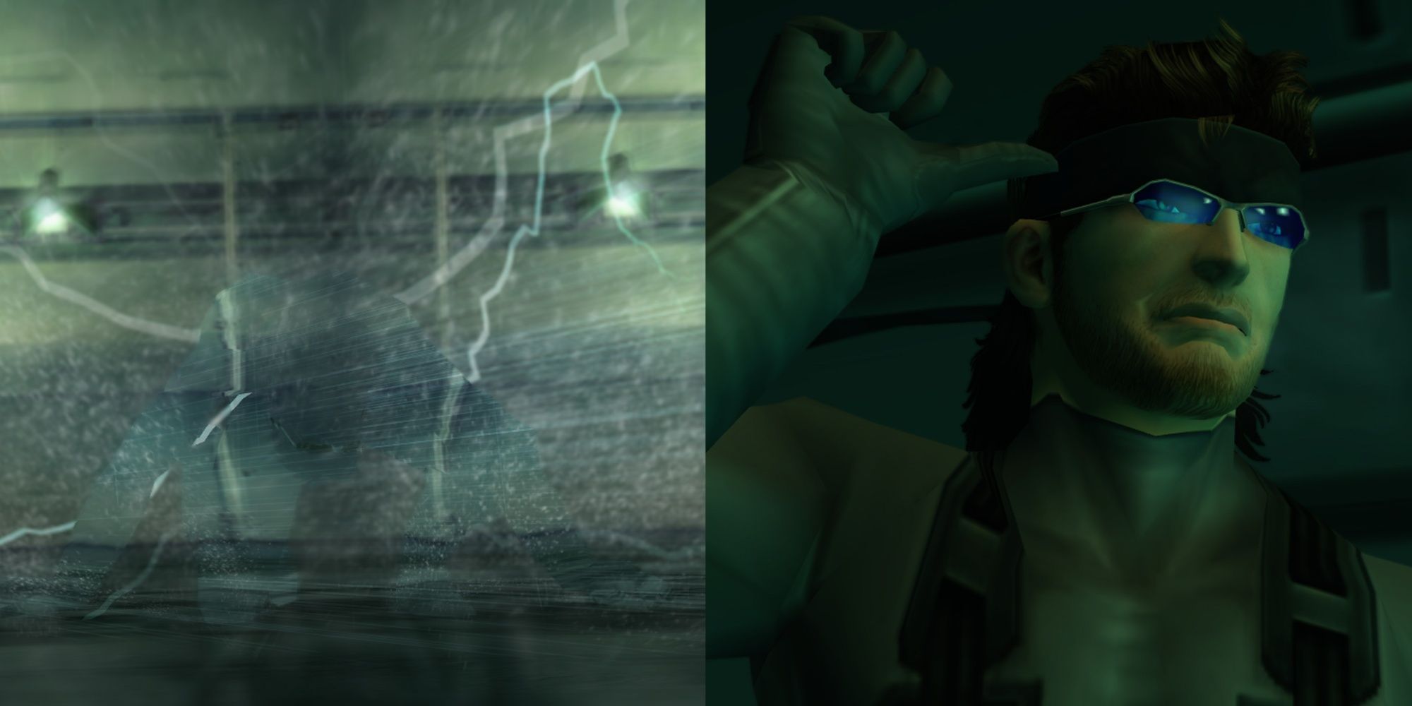 A collage showing Snake in stealth camo and his infinite ammo bandana in Metal Gear Solid 2