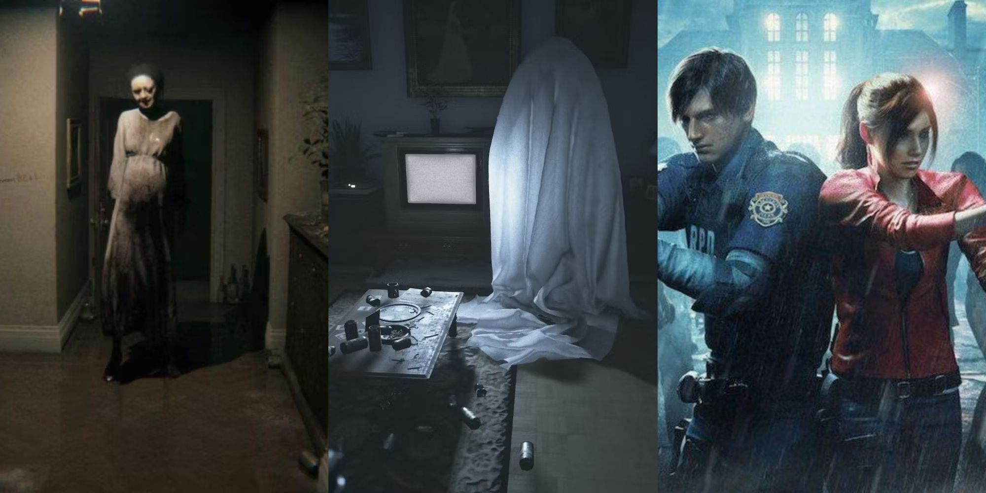 Split images of PT, Visage, and Resident Evil 2 Remake