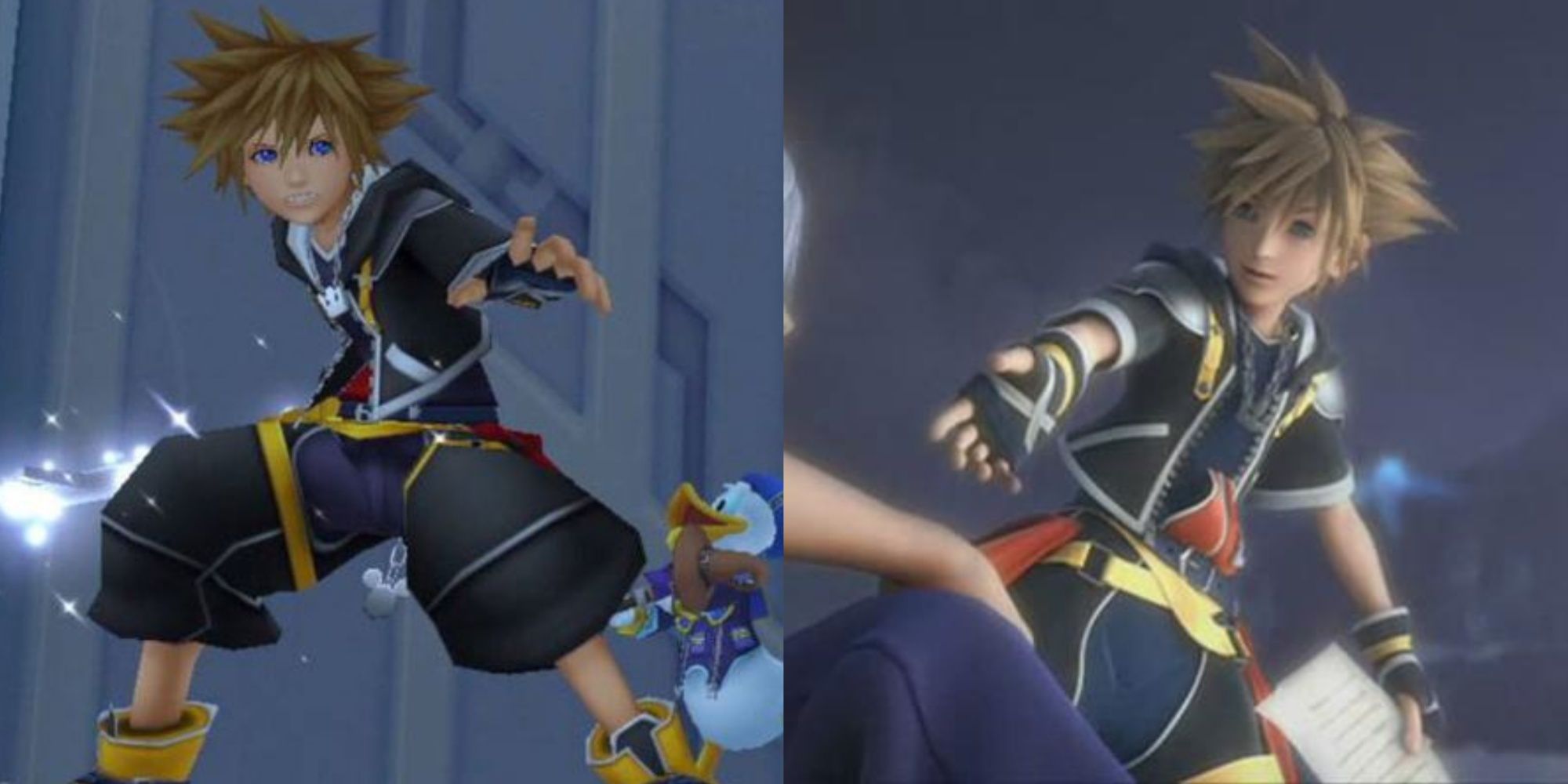 Split images of Sora in Kingdom Hearts 2
