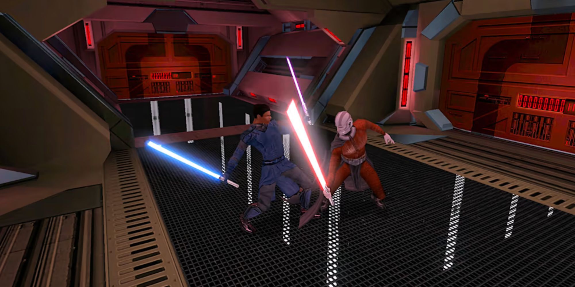 A lightsaber fight in Star Wars: Knights of the Old Republic