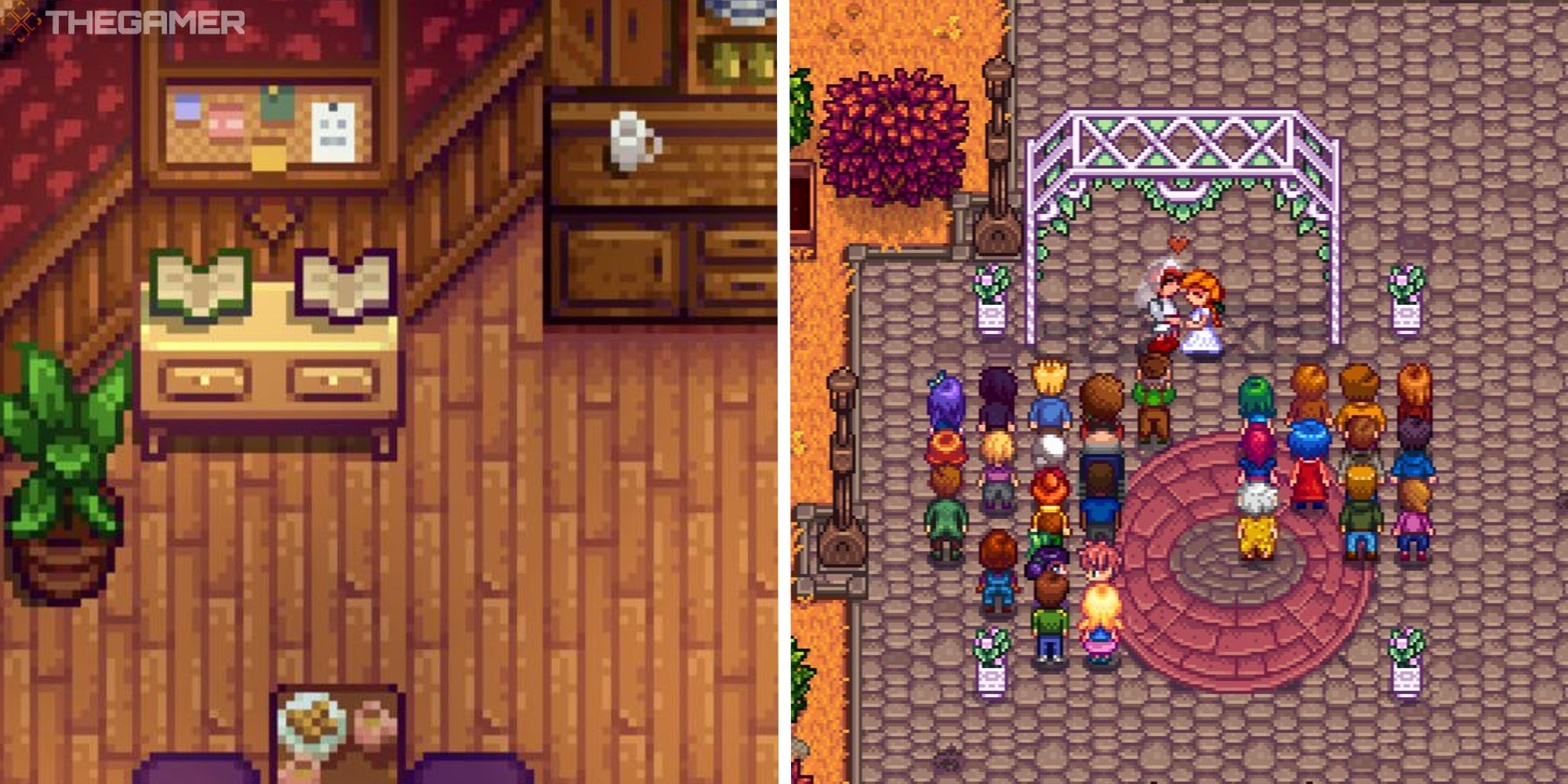 stardew valley image of mayor's divorce book next to image of player getting married