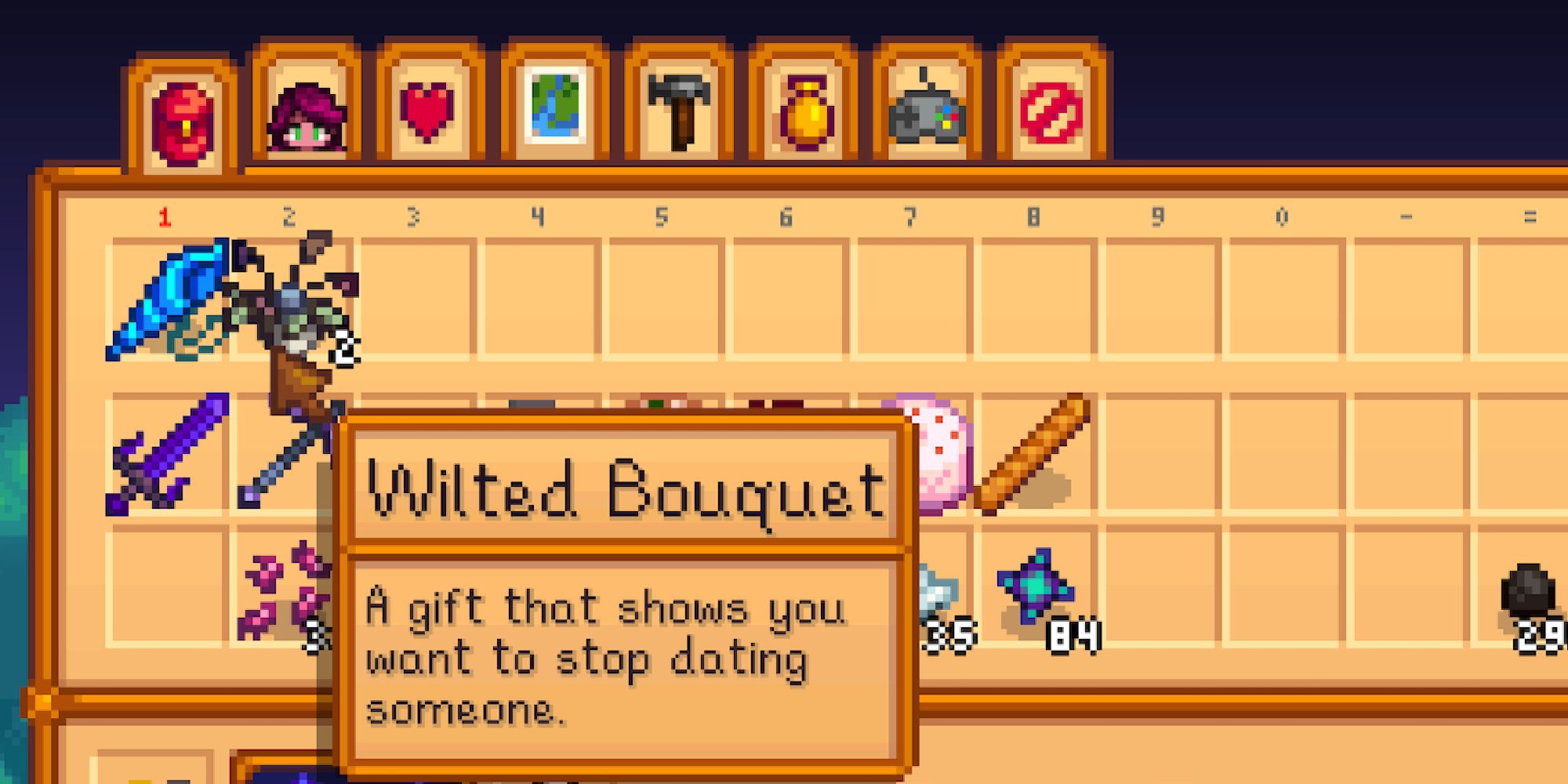 stardew valley wilted bouquet within player inventory