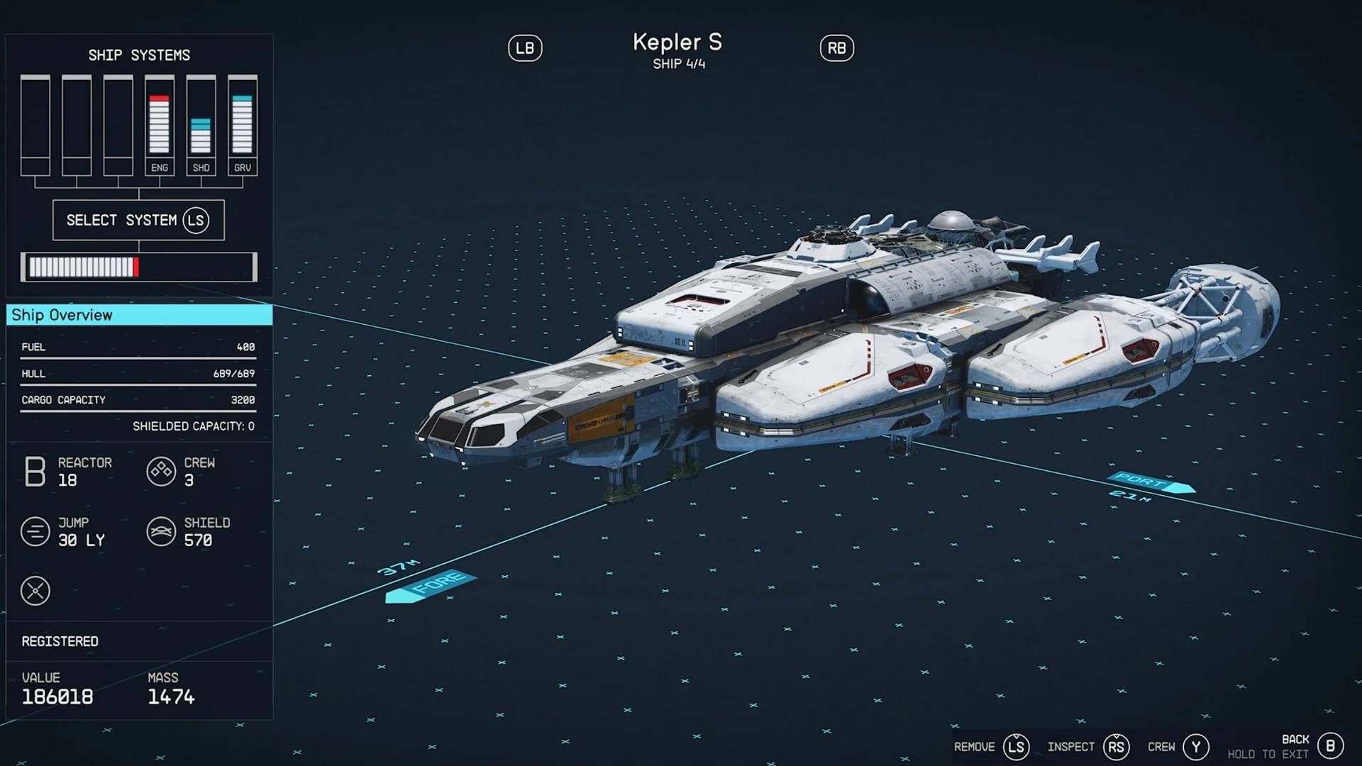The stats and specs for the Kepler S ship in Starfield.