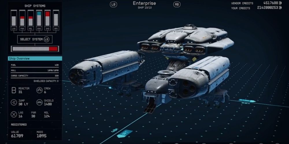 Starfield, Screenshot Of A Ship Outfitted With Reladyne Gear