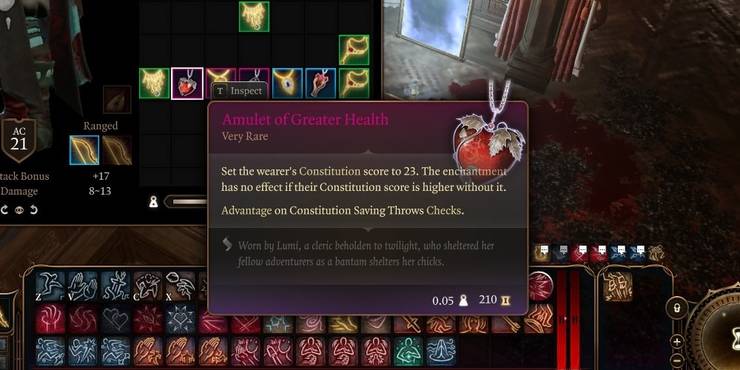 in game description of the amulet of greater health in baldur's gate 3