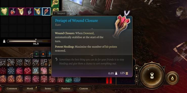 in game description of the periapt of wound closure in baldur's gate 3